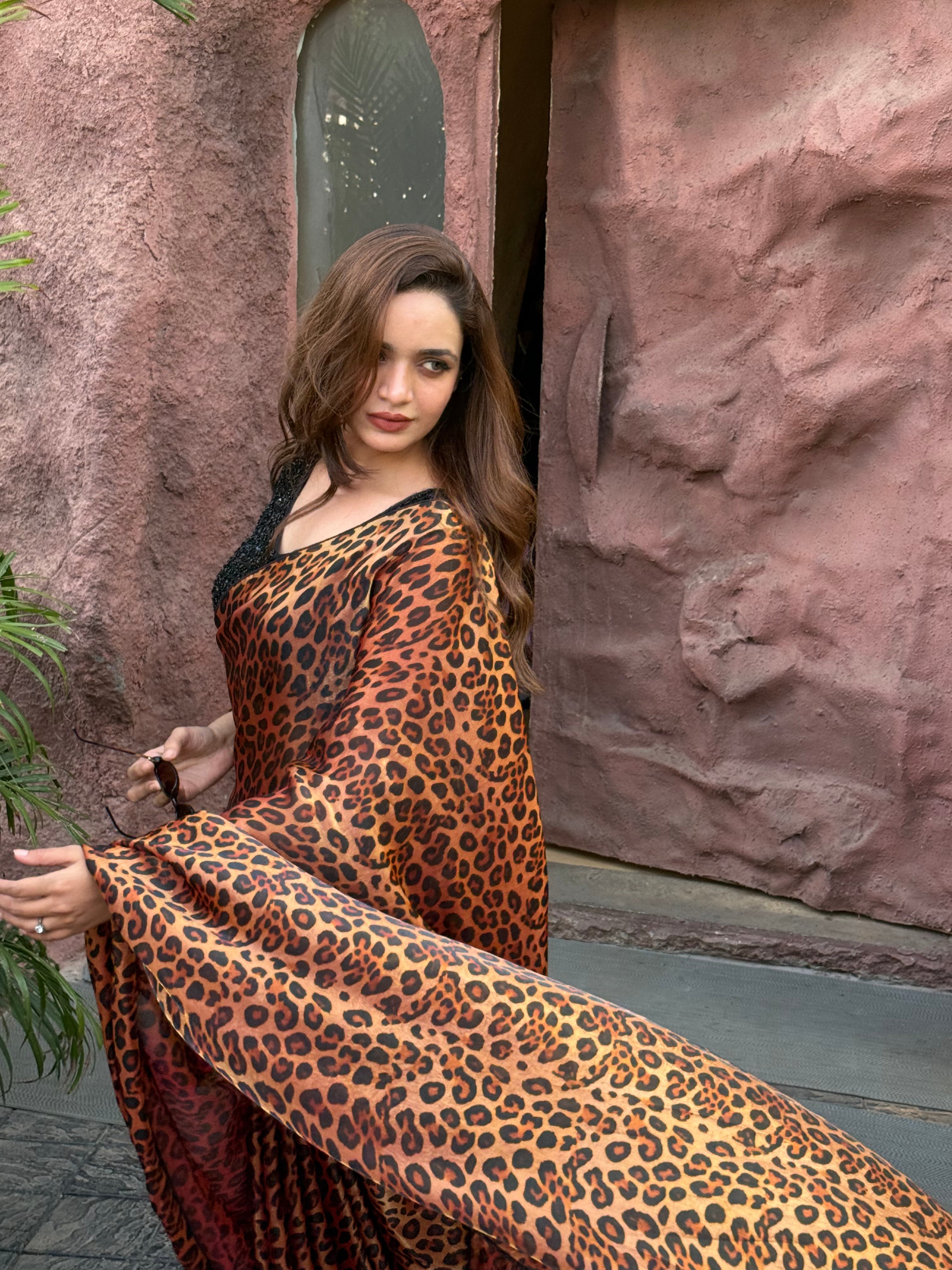 Gratifying Party Wear Satin Silk Sequence n Beads Work Designer Saree With Unstitched Blouse Piece