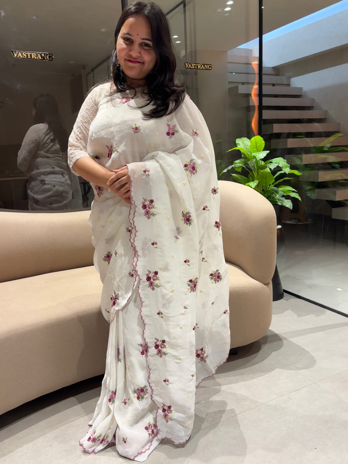 Charismatic Party Wear Crunchy Silk Embroidery Work Saree With Contrast Blouse Piece