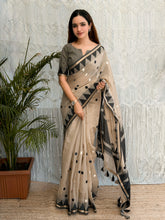 Load image into Gallery viewer, Whimsical Party Wear Cotton Thread Weaving Embroidery Work Fancy Saree With Unstitched Blouse Piece
