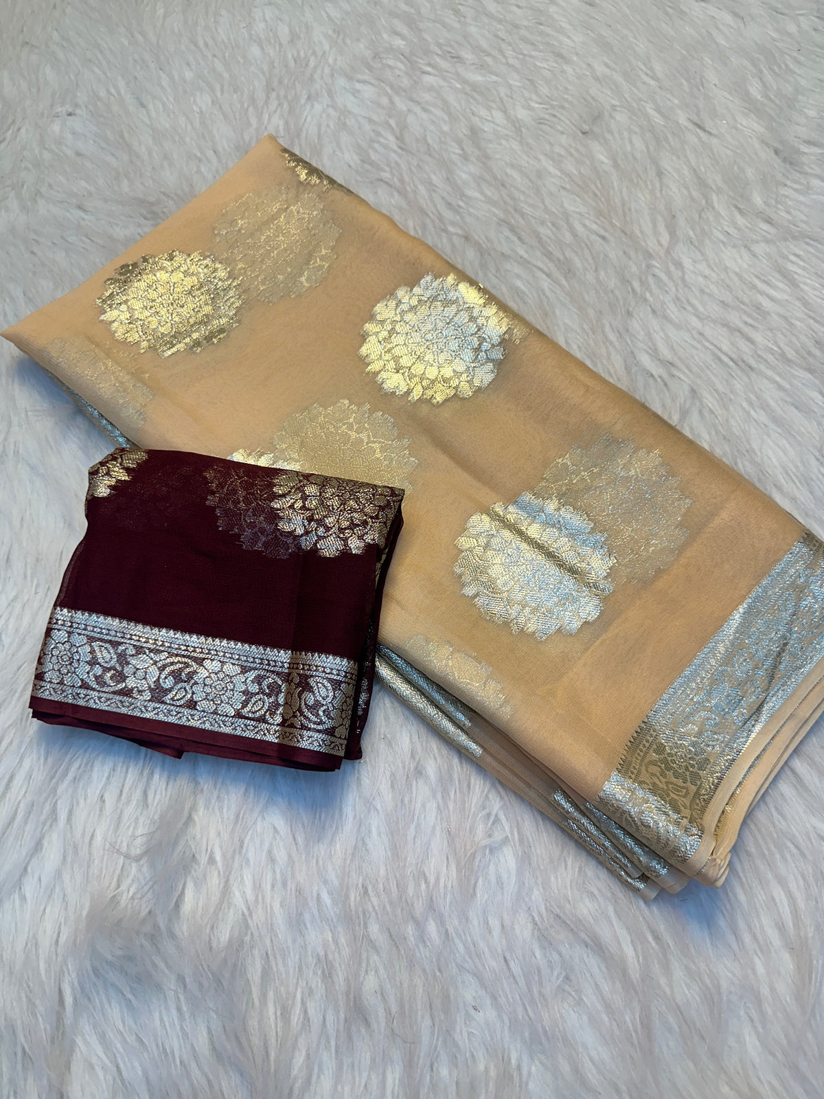 Gorgeous Function Wear Viscose Georgette Jacquard Zari Work Saree With Blouse Piece