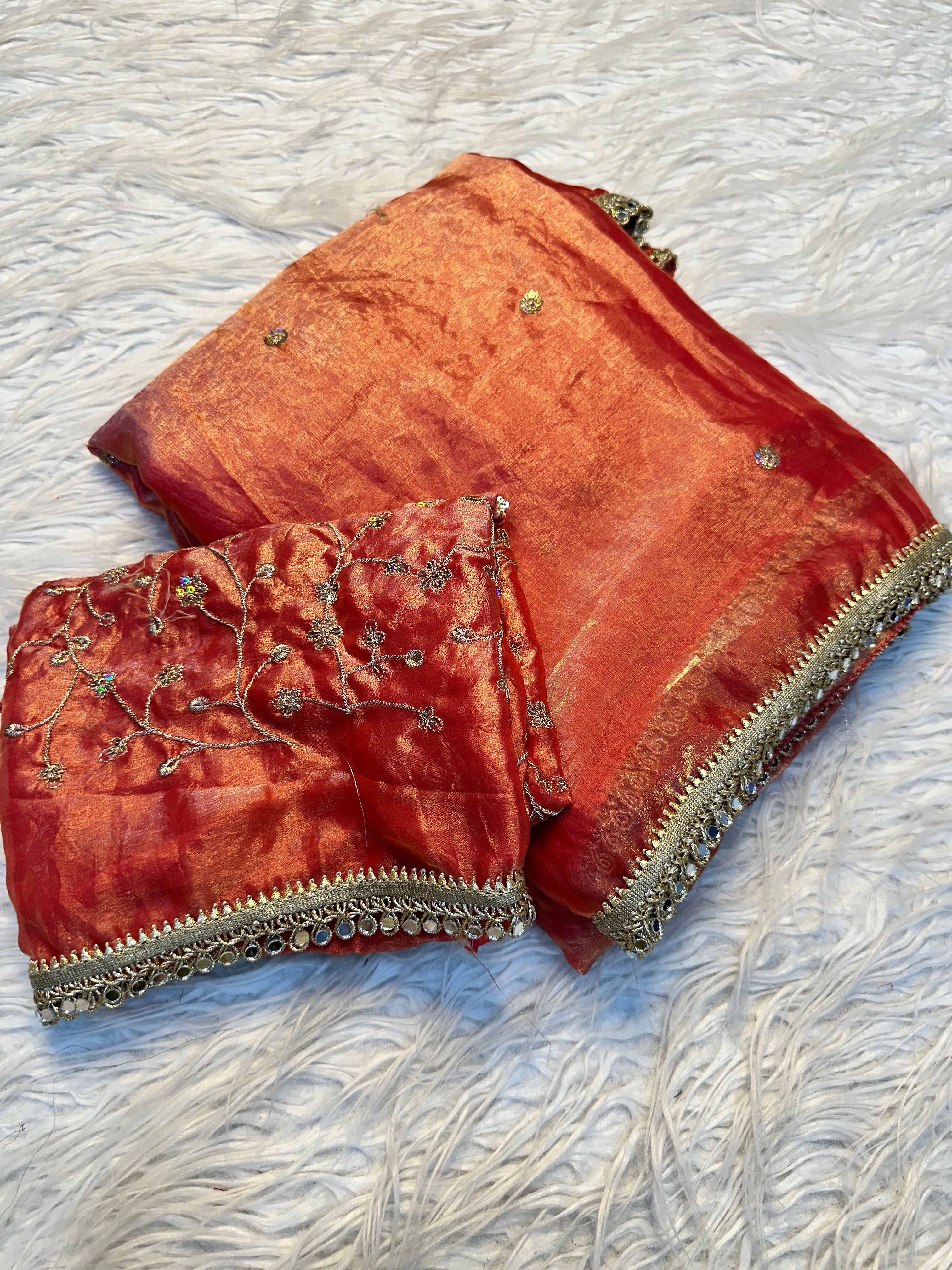 Quintessential Party Wear Satin Silk Sequence Work Flower Butti Fancy Saree With Blissful Blouse Piece