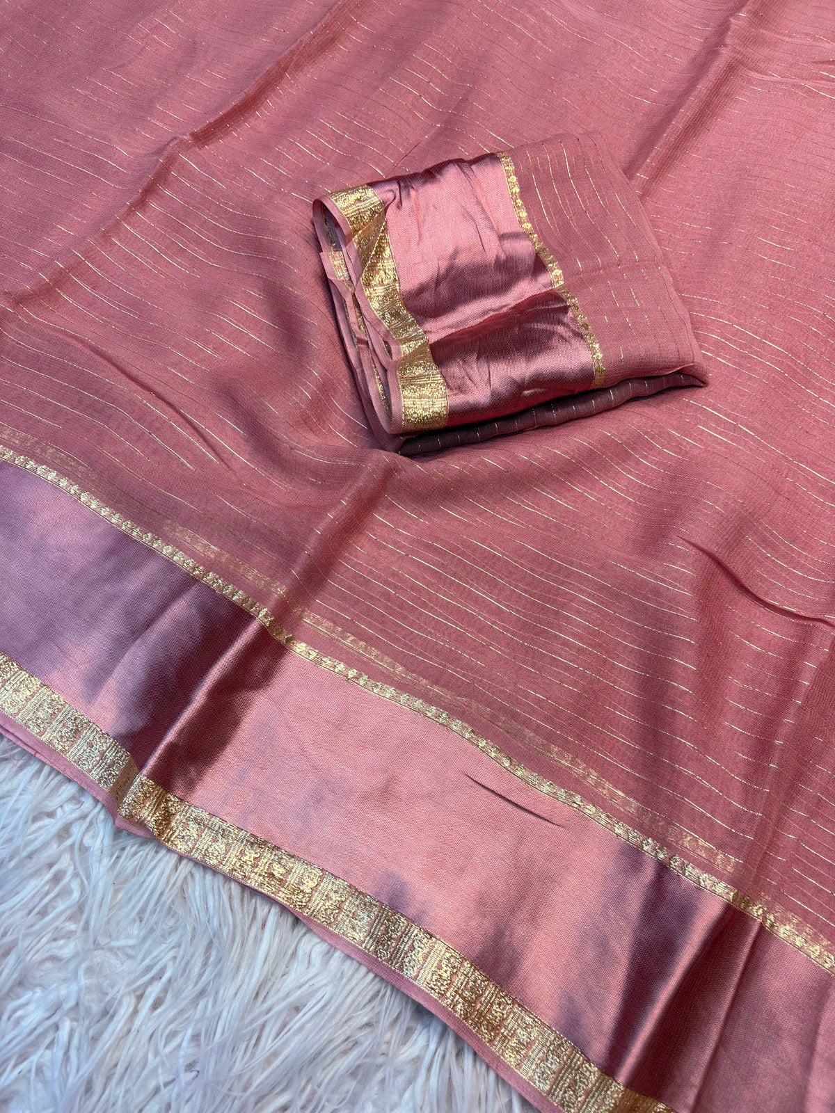 Charming Pure Viscose Georgette Fabric With Satin Border Work Saree With Blissful Blouse Piece