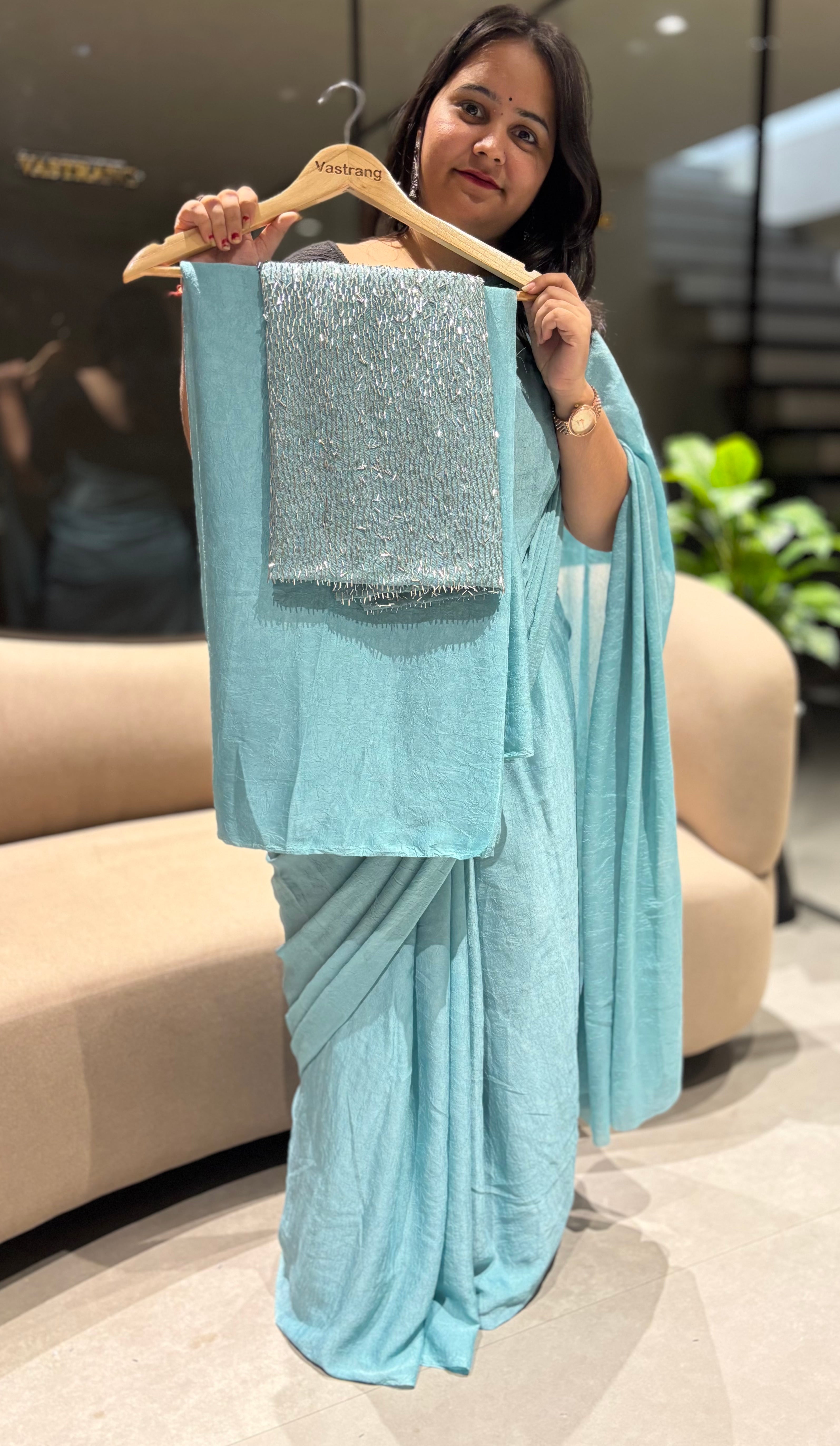Stunning Party Wear Rangoli Crush Silk Fancy Saree With Heavy Beads Work Blouse For Occasion