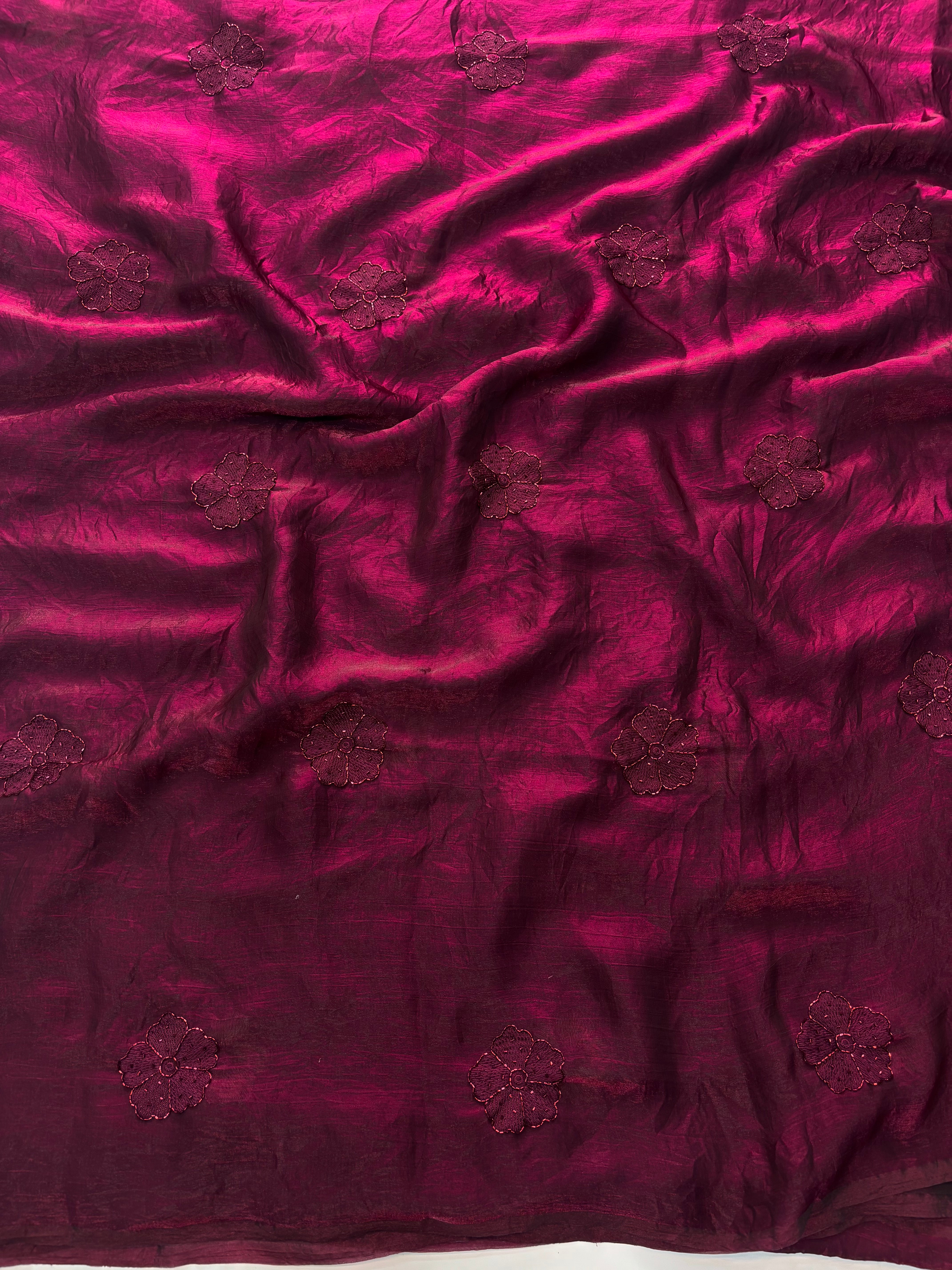 Prettiest Wedding Wear Silk Embroidery Thread n Beads Work Designer Saree With Blouse Piece