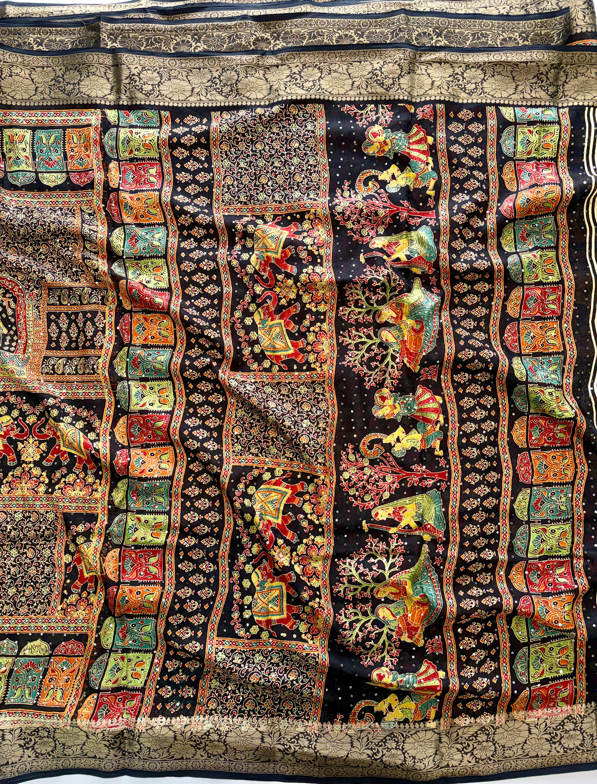 Desiring Party Wear Silk Print n Sequence Work n Jacquard Border Fancy Saree With Blouse Piece