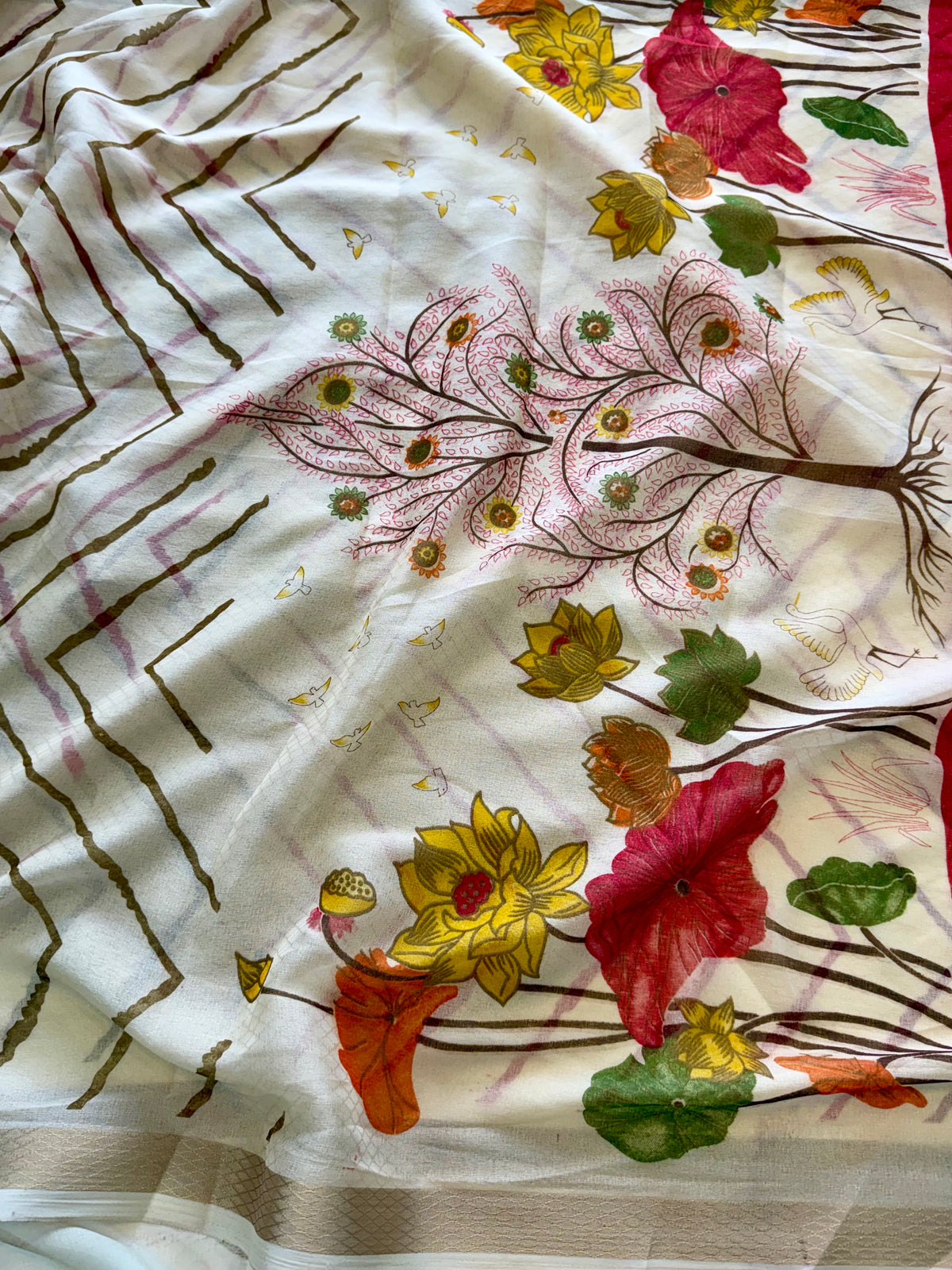 Effervescent Festive Wear Organza Silk Print Design Jacquard Border Fancy Saree With Blouse Piece