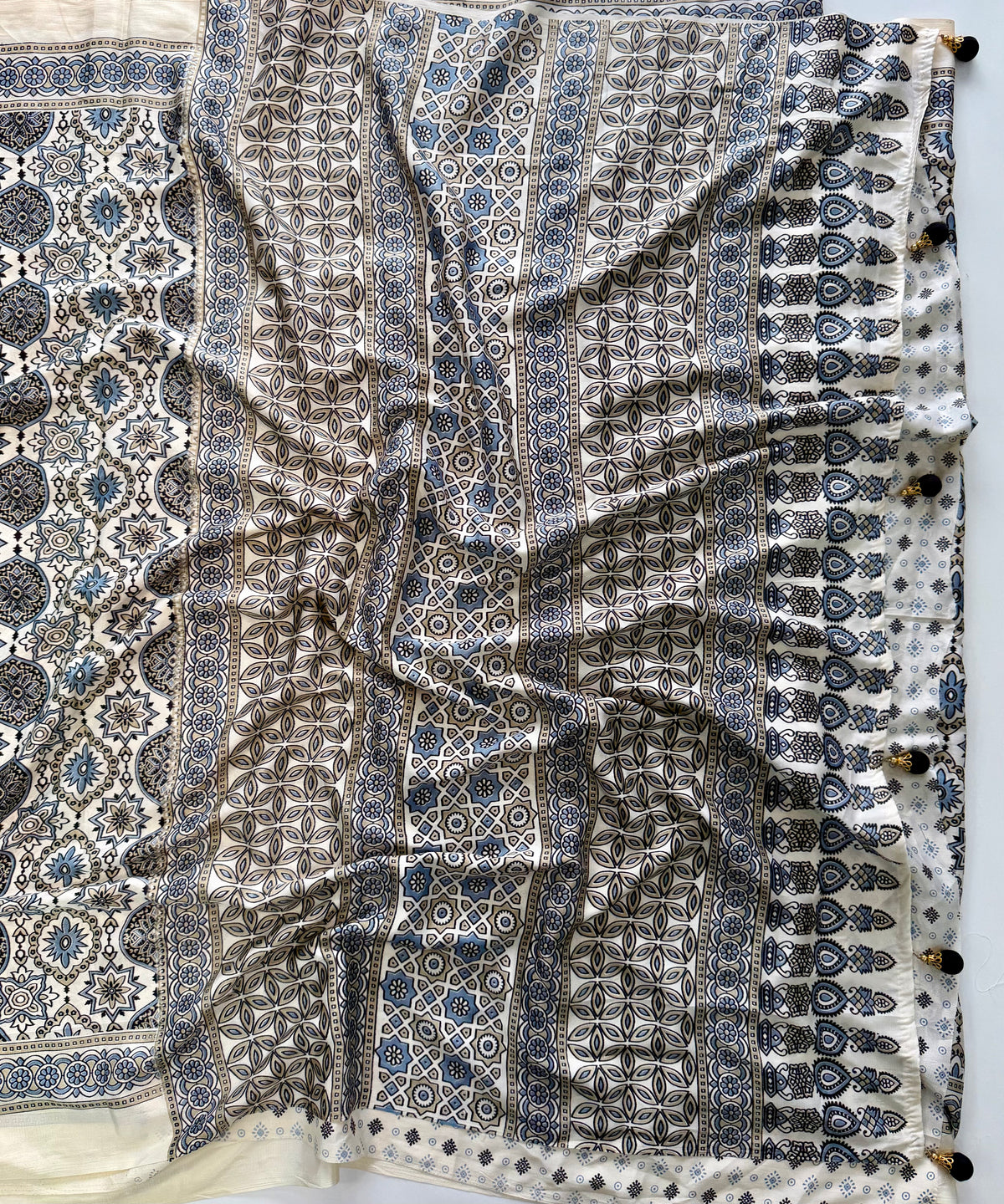 Mellifluous Function Wear Satin Silk Ajrak Printed Rich Pallu Fancy Saree With Blouse Piece