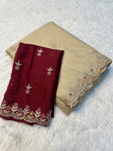 Load image into Gallery viewer, Glossy Function Wear Silk Embroidery n Sequence Work Saree With Contrast Blouse Piece
