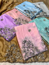 Load image into Gallery viewer, Amazing Wedding Wear Rangoli Silk Embroidery n Cut Work Border Fancy Saree With Contrast Blouse Piece
