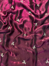 Load image into Gallery viewer, Quintessential Party Wear Fendy Satin Silk Dual Shaded Sequence Work Flower Butti Fancy Designer Saree
