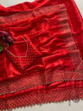 Load image into Gallery viewer, New Partywear Soft Jimmy Chu Silk Heavy Zarkan Diamond Work Fancy Designer Saree With Blouse Piece
