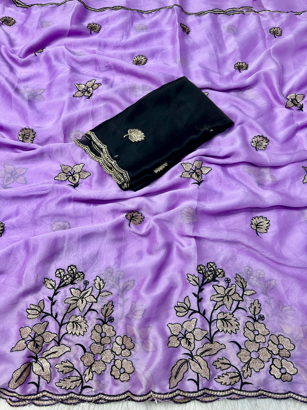 Amazing Wedding Wear Rangoli Silk Embroidery n Cut Work Border Fancy Saree With Contrast Blouse Piece