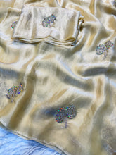 Load image into Gallery viewer, Charming Function Wear Fendy Satin Silk Dual Shaded Sequence Work Flower Butti Fancy Designer Saree
