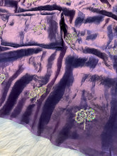 Load image into Gallery viewer, Charming Function Wear Fendy Satin Silk Dual Shaded Sequence Work Flower Butti Fancy Designer Saree
