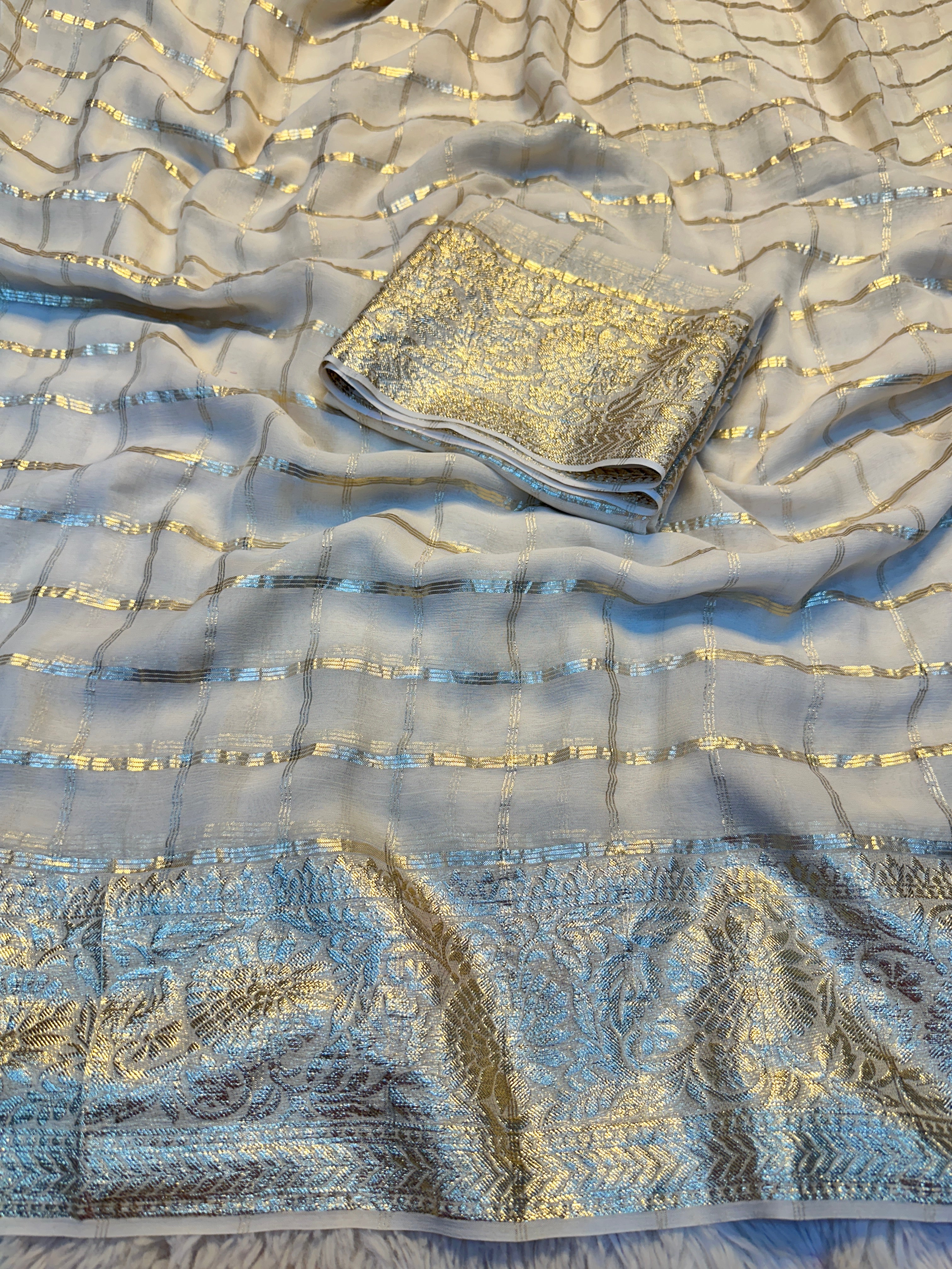 Charming Festive Wear Viscose Georgette Jacquard Zari Weaving Work Fancy Saree With Blouse Piece