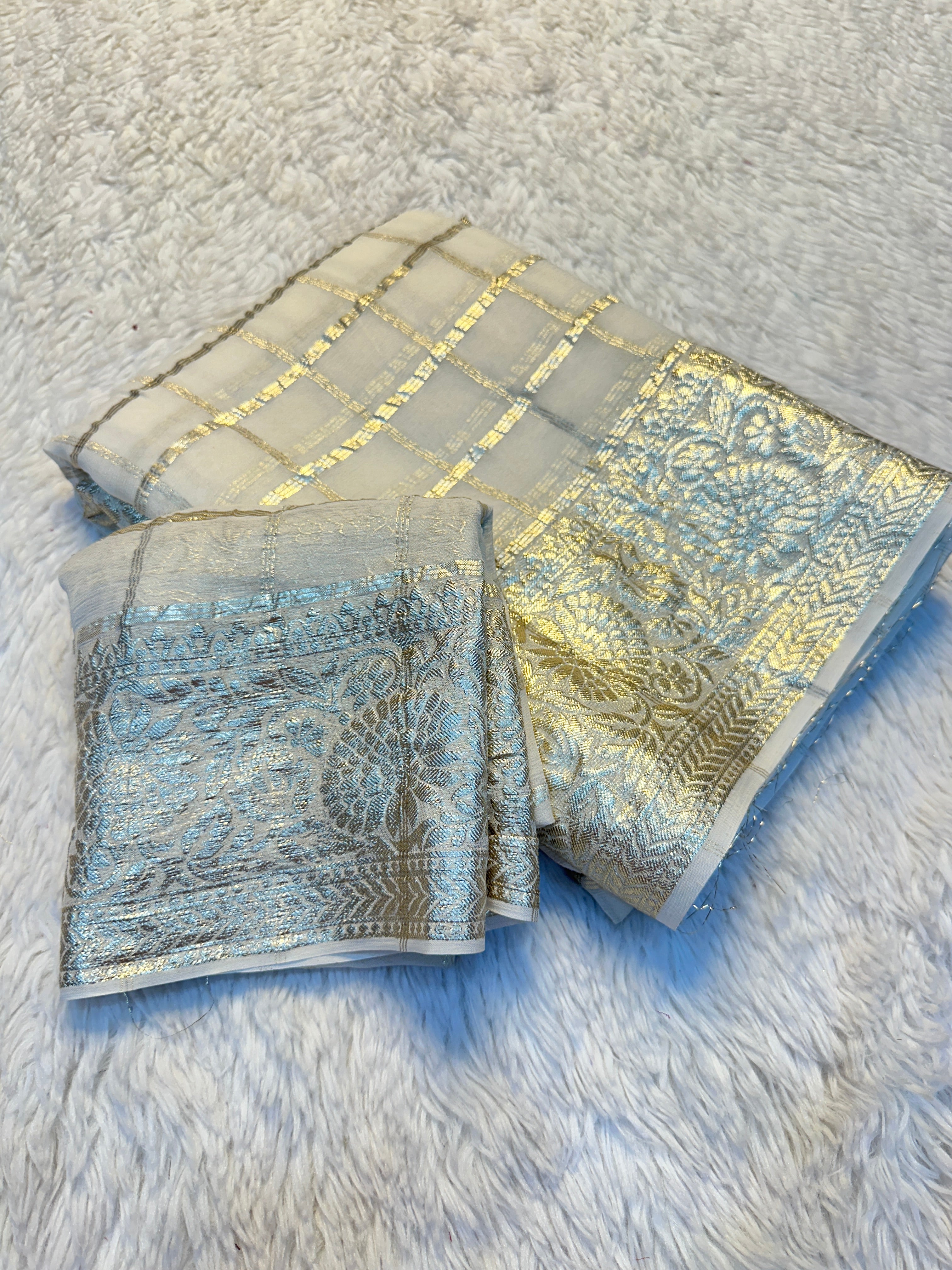 Charming Festive Wear Viscose Georgette Jacquard Zari Weaving Work Fancy Saree With Blouse Piece