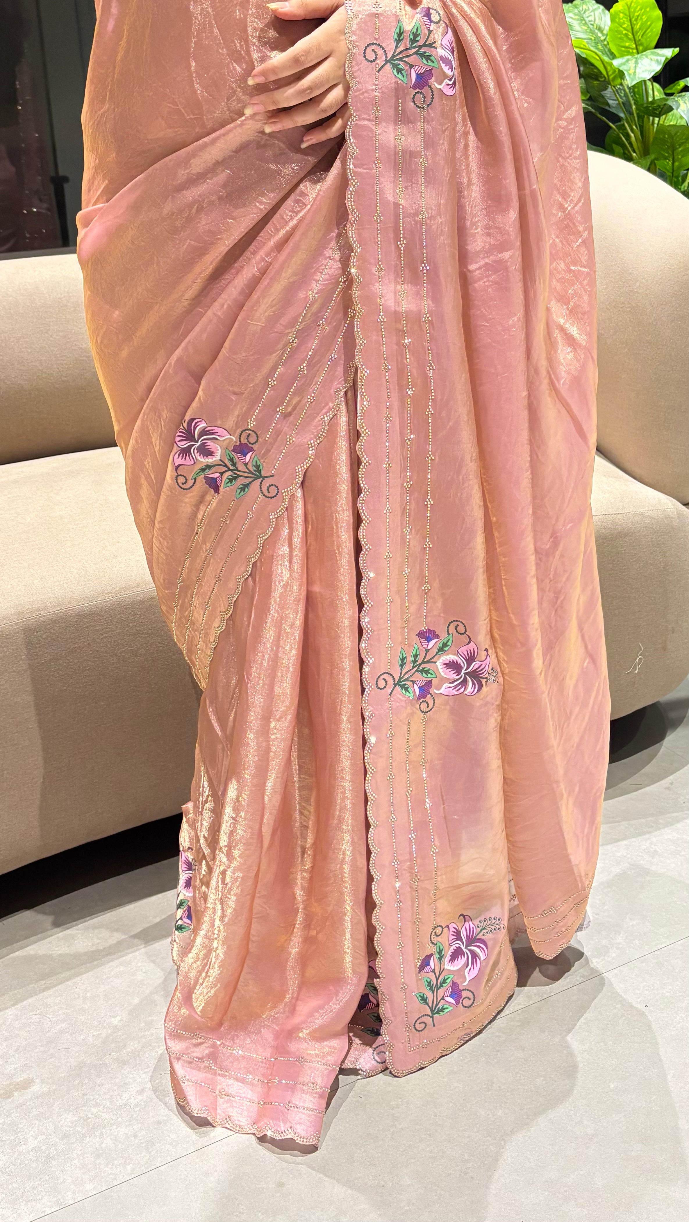 Exuberant Festive Wear Silk Embroidery n Siroski Work Designer Saree With Elegant Blouse Piece