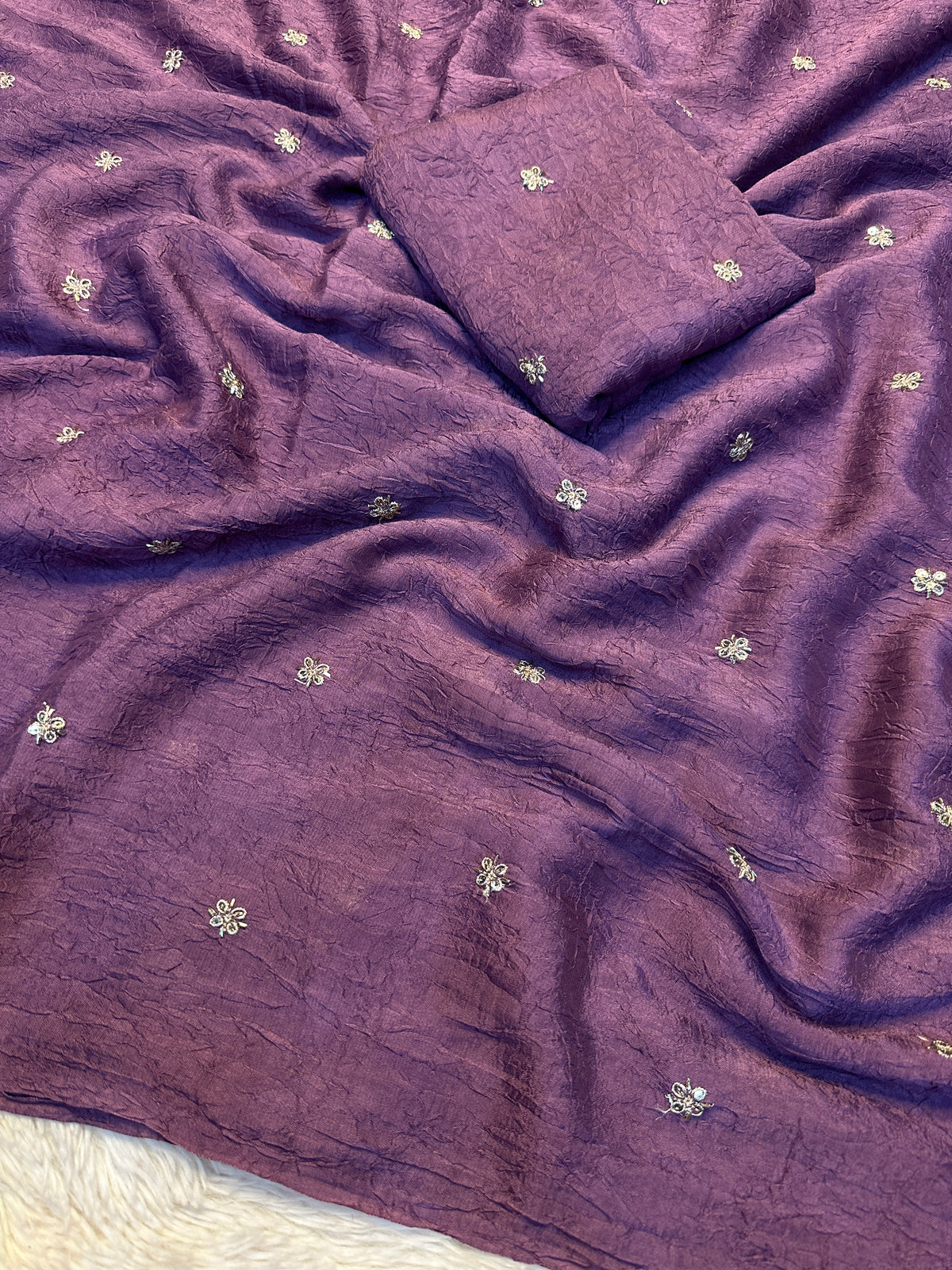 Splendorous Party Wear Rangoli Crush Silk Sequence n Beads Work Designer Saree With Matching Blouse Piece