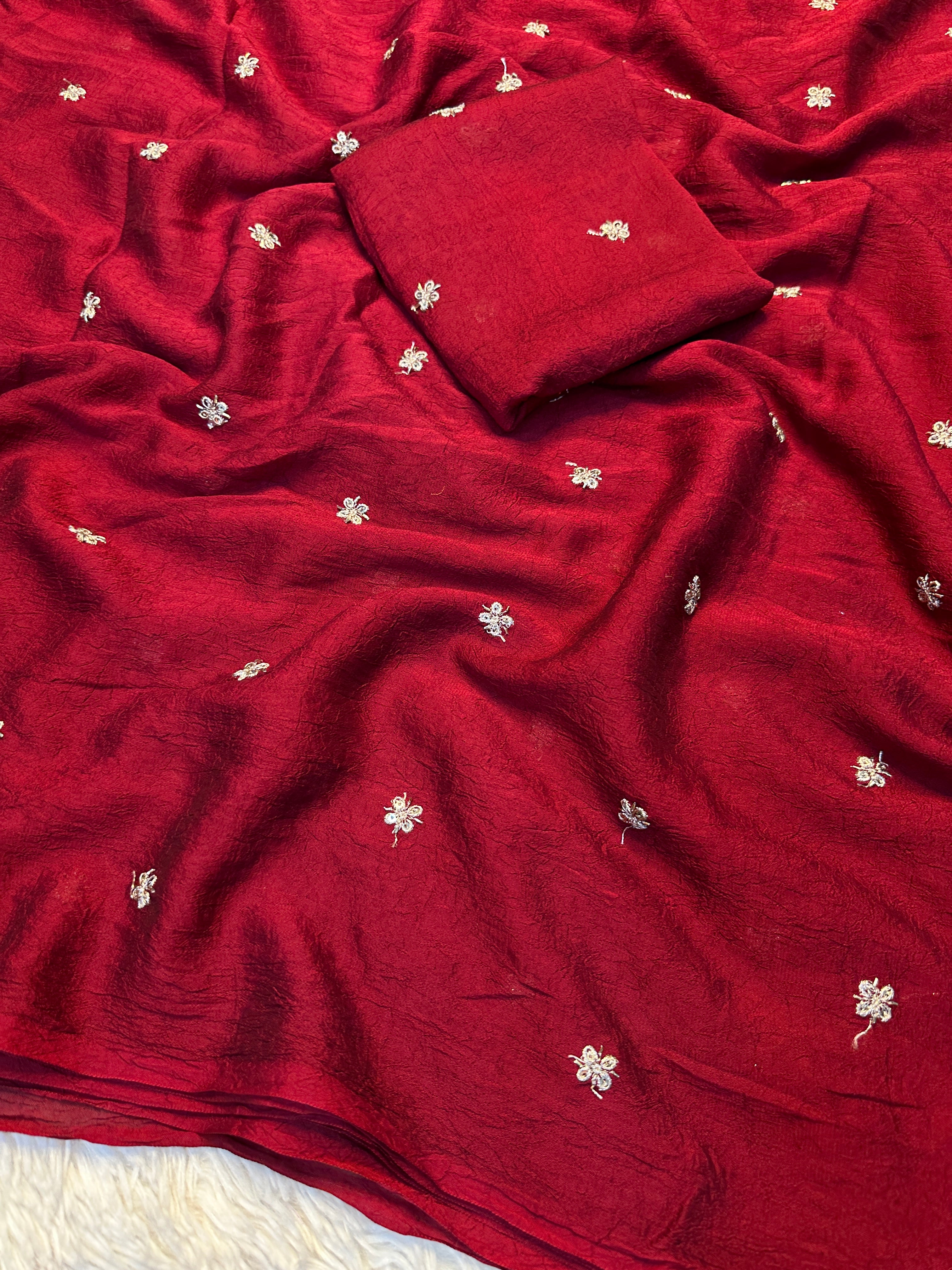 Splendorous Party Wear Rangoli Crush Silk Sequence n Beads Work Designer Saree With Matching Blouse Piece