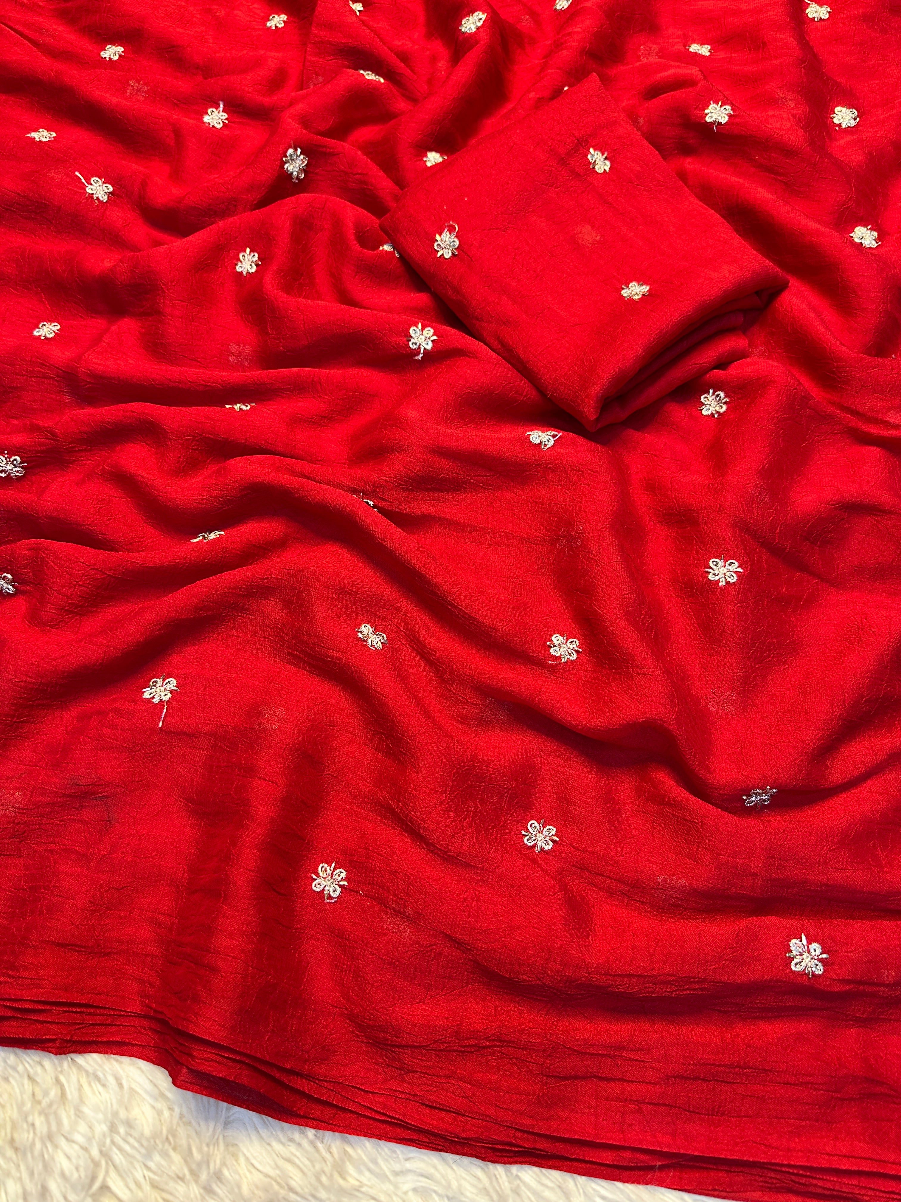 Splendorous Party Wear Rangoli Crush Silk Sequence n Beads Work Designer Saree With Matching Blouse Piece