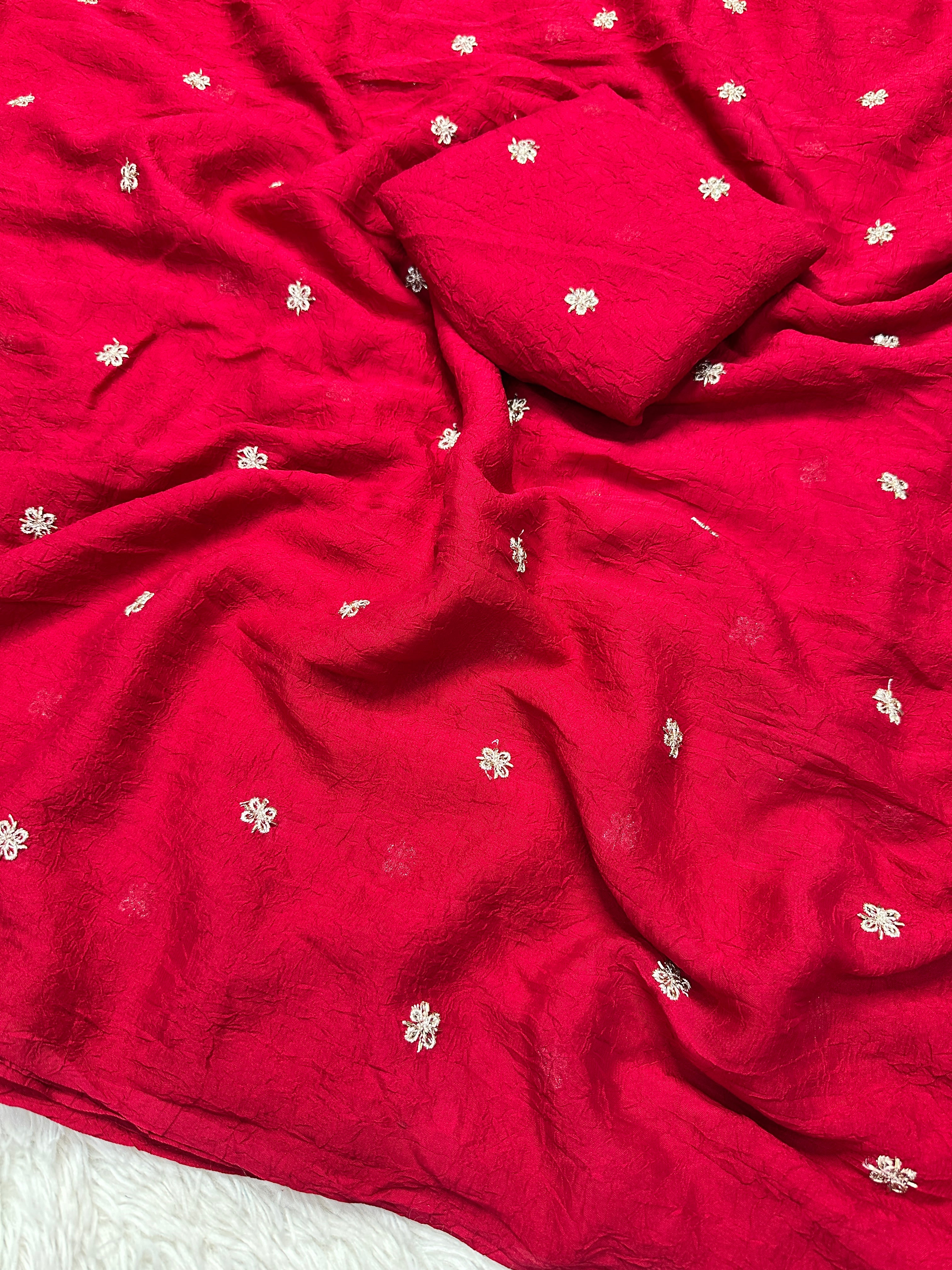 Splendorous Party Wear Rangoli Crush Silk Sequence n Beads Work Designer Saree With Matching Blouse Piece