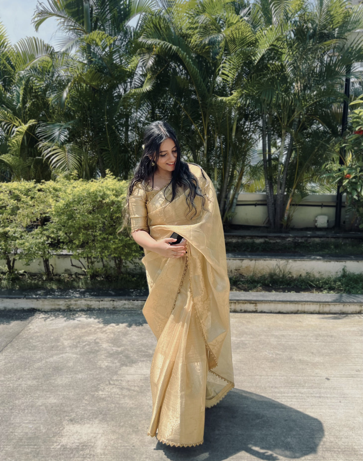 New Wedding Wear Gold Color Banarasi Kota Tissue Silk Zari Weaving Saree With Blouse