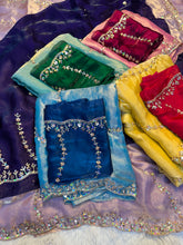 Load image into Gallery viewer, Desiring Wedding Wear Silk Sequence n Hand Work Fancy Designer Saree With Contrast Blouse Piece
