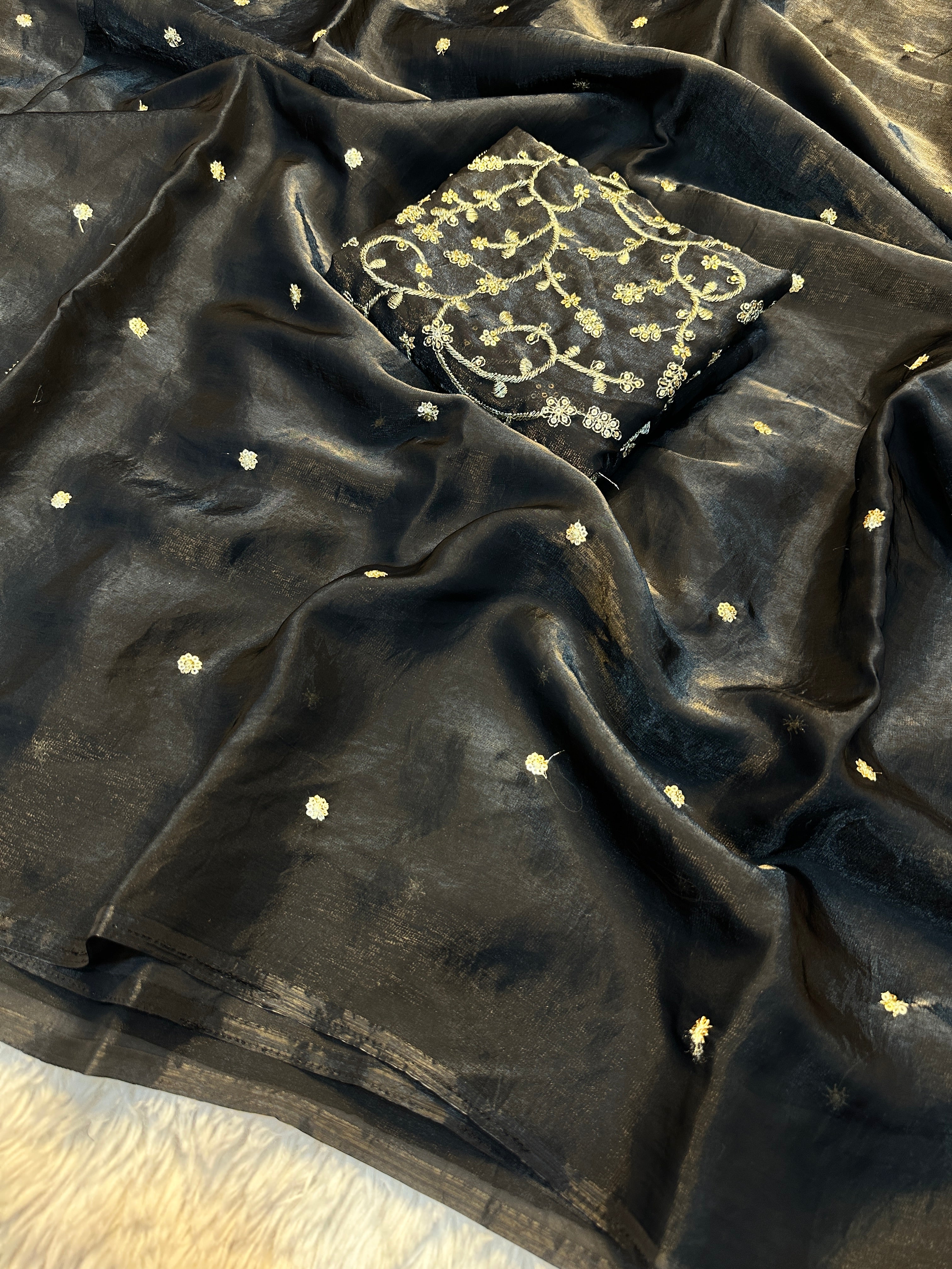 Divine Function Wear Silk Heavy Sequence Work Fancy Saree With Blissful Blouse Piece