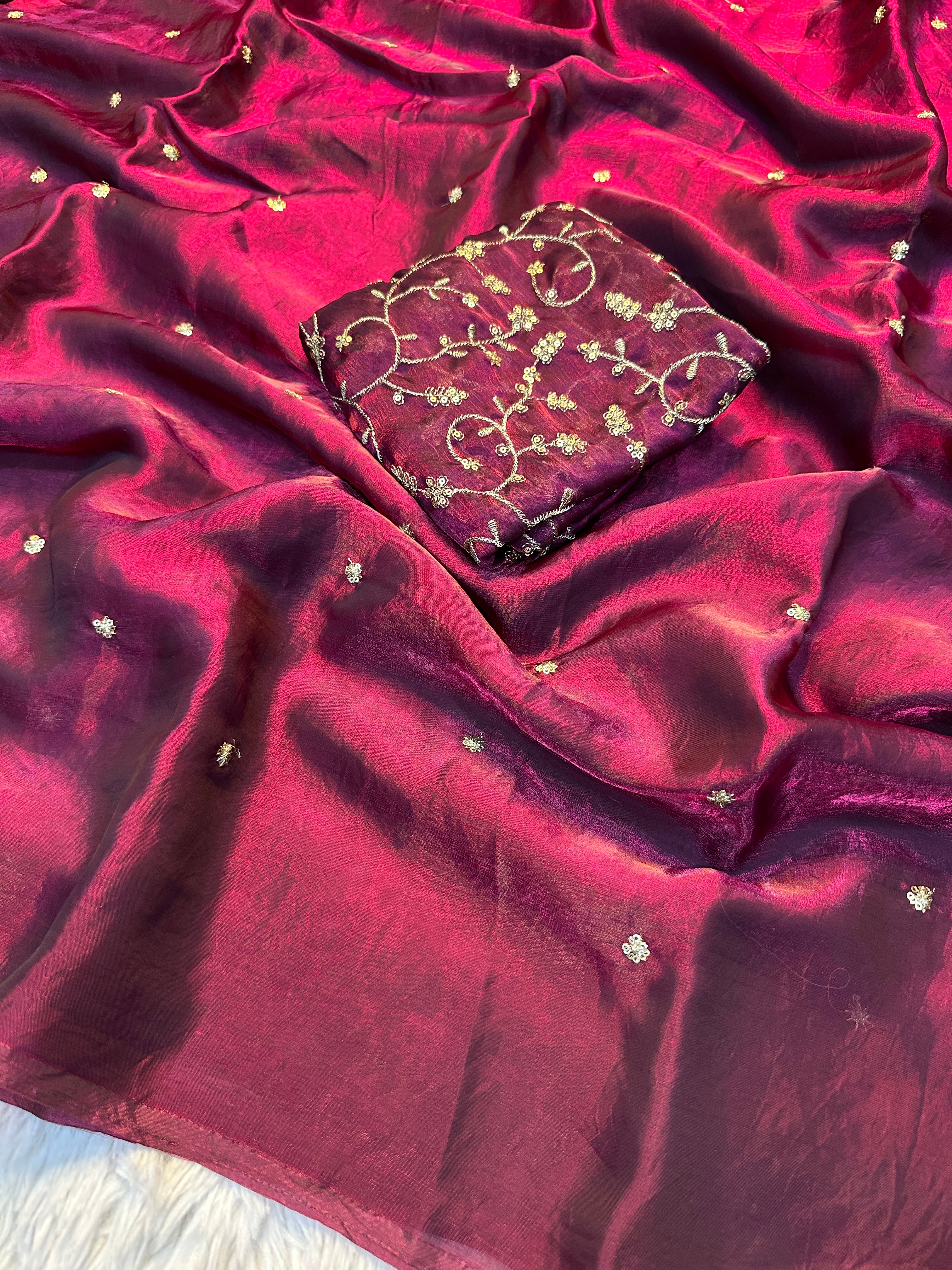 Divine Function Wear Silk Heavy Sequence Work Fancy Saree With Blissful Blouse Piece