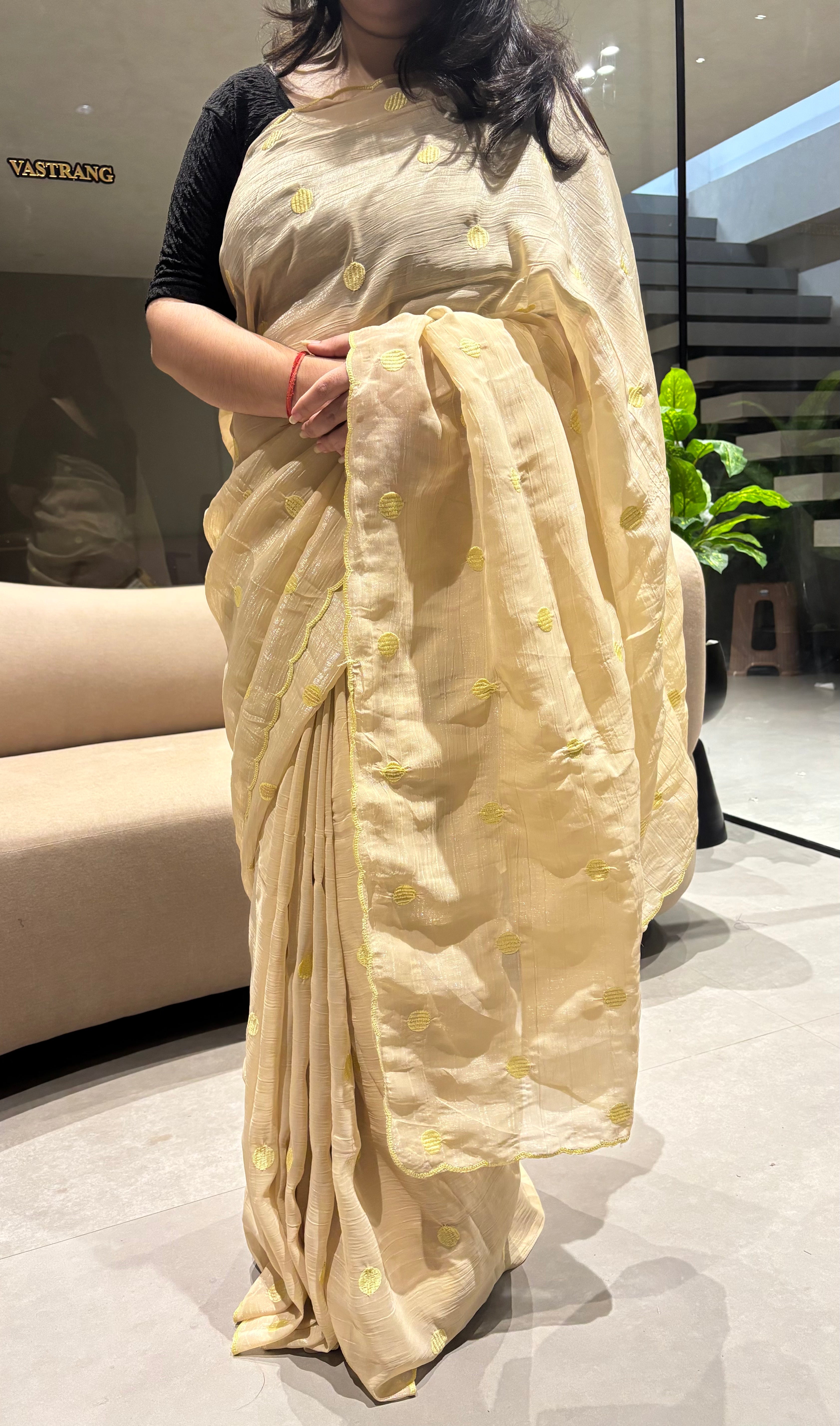 Alverina Party Wear Silk Embroidery Work Border Designer Saree With Unstitched Blouse Piece