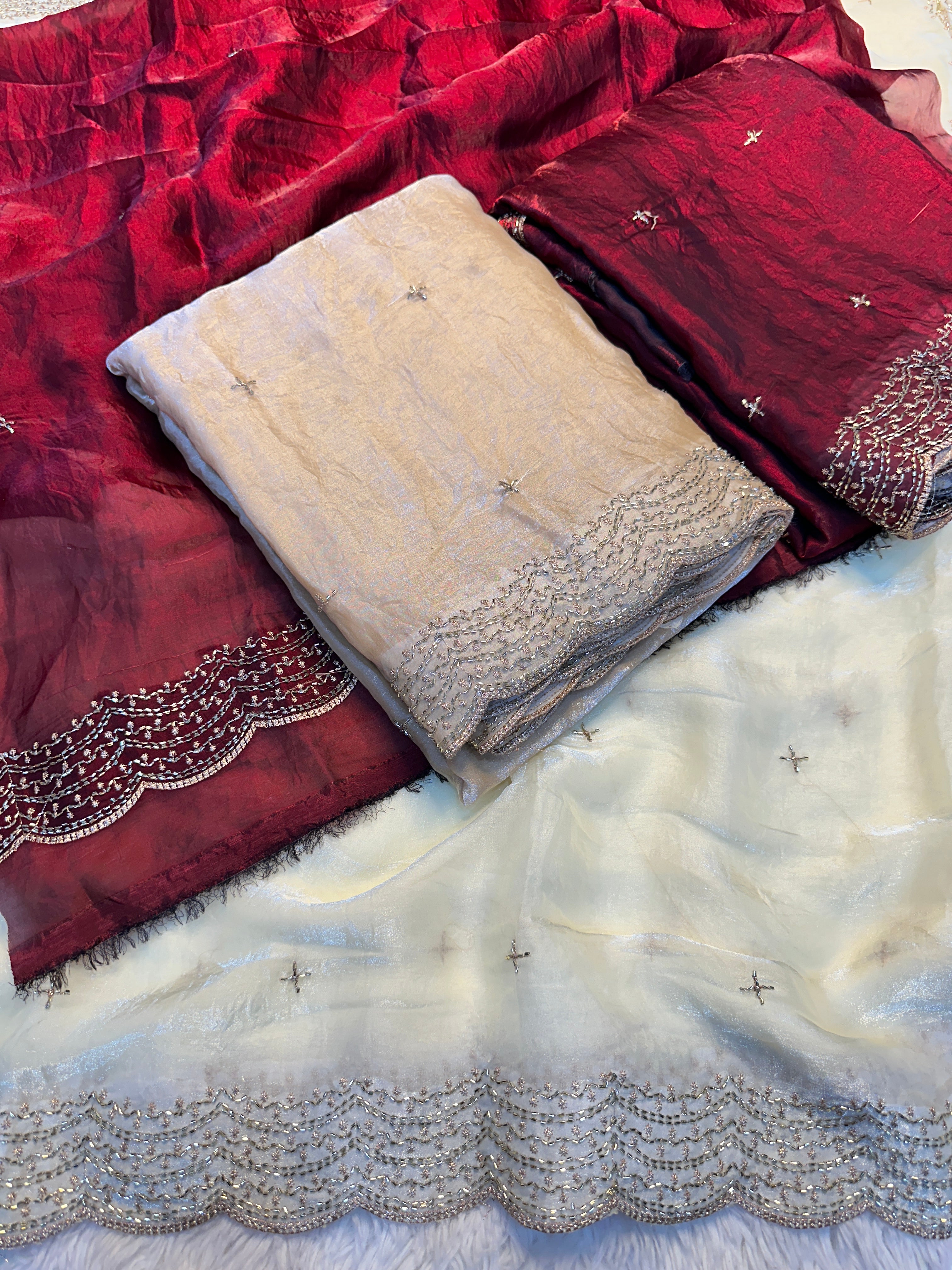 Exquisite Festive Wear Soft Silk Beads n Sequence Work Saree With Contrast Blouse