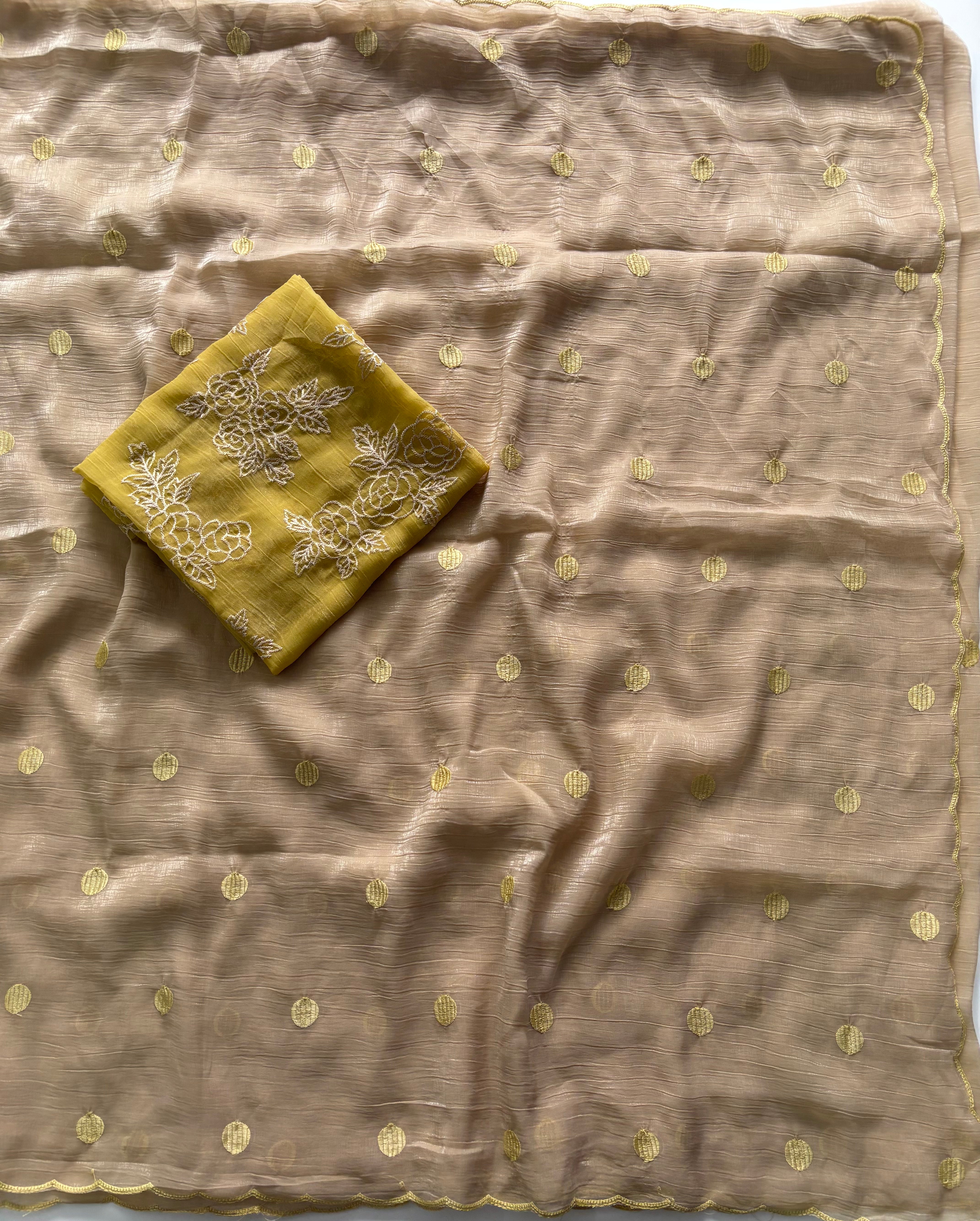 Alverina Party Wear Silk Embroidery Work Border Designer Saree With Unstitched Blouse Piece