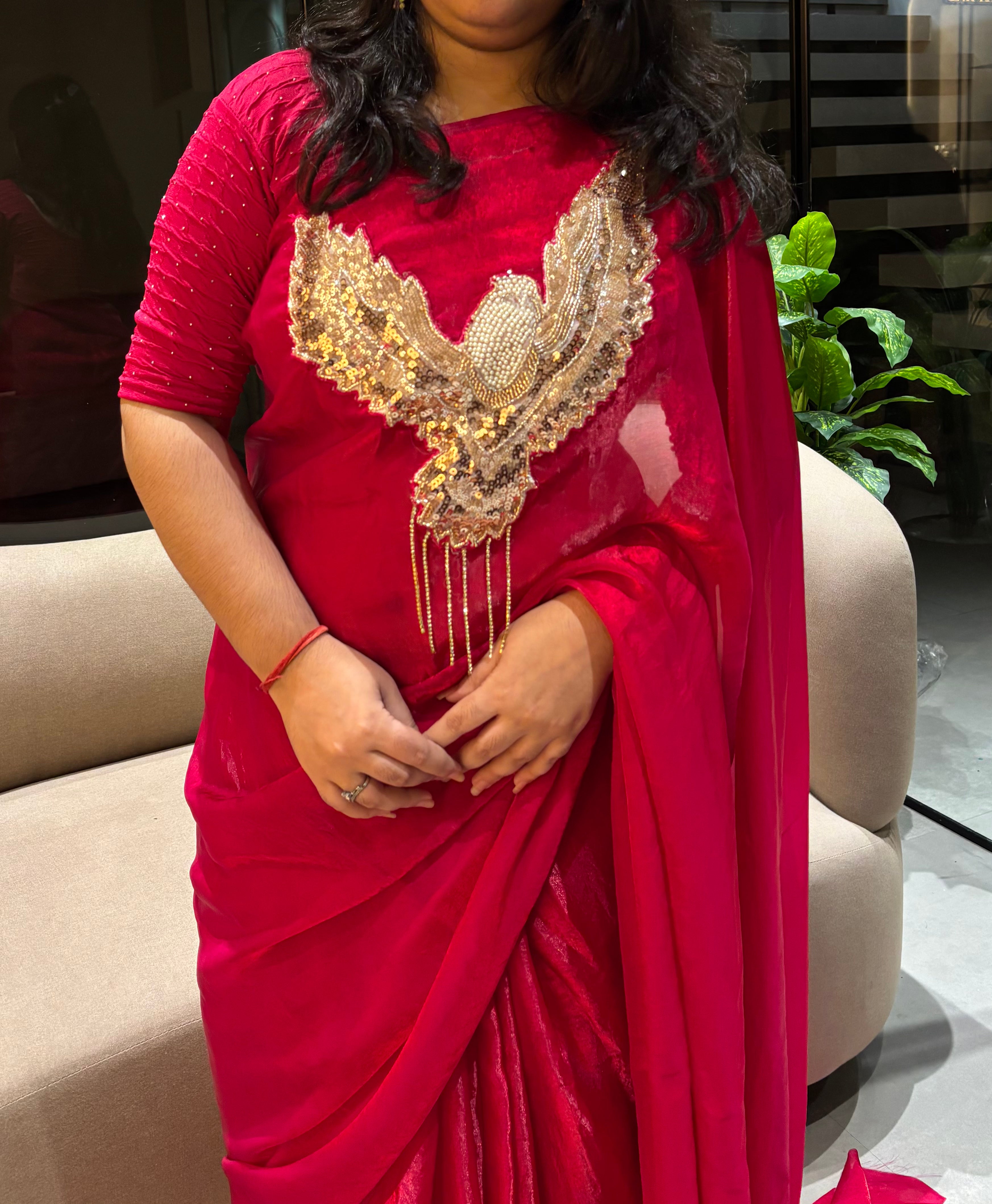 Divine Party Wear Soft Silk Handwork Fancy Saree With Blouse Piece