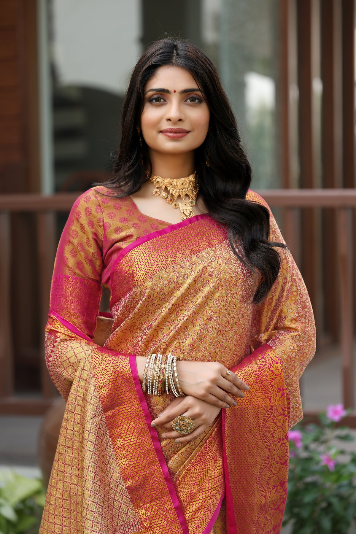 New Wedding Wear Kanjivaram Silk Pure Zari Weaving with Beautiful Meena Weaving Designer Saree