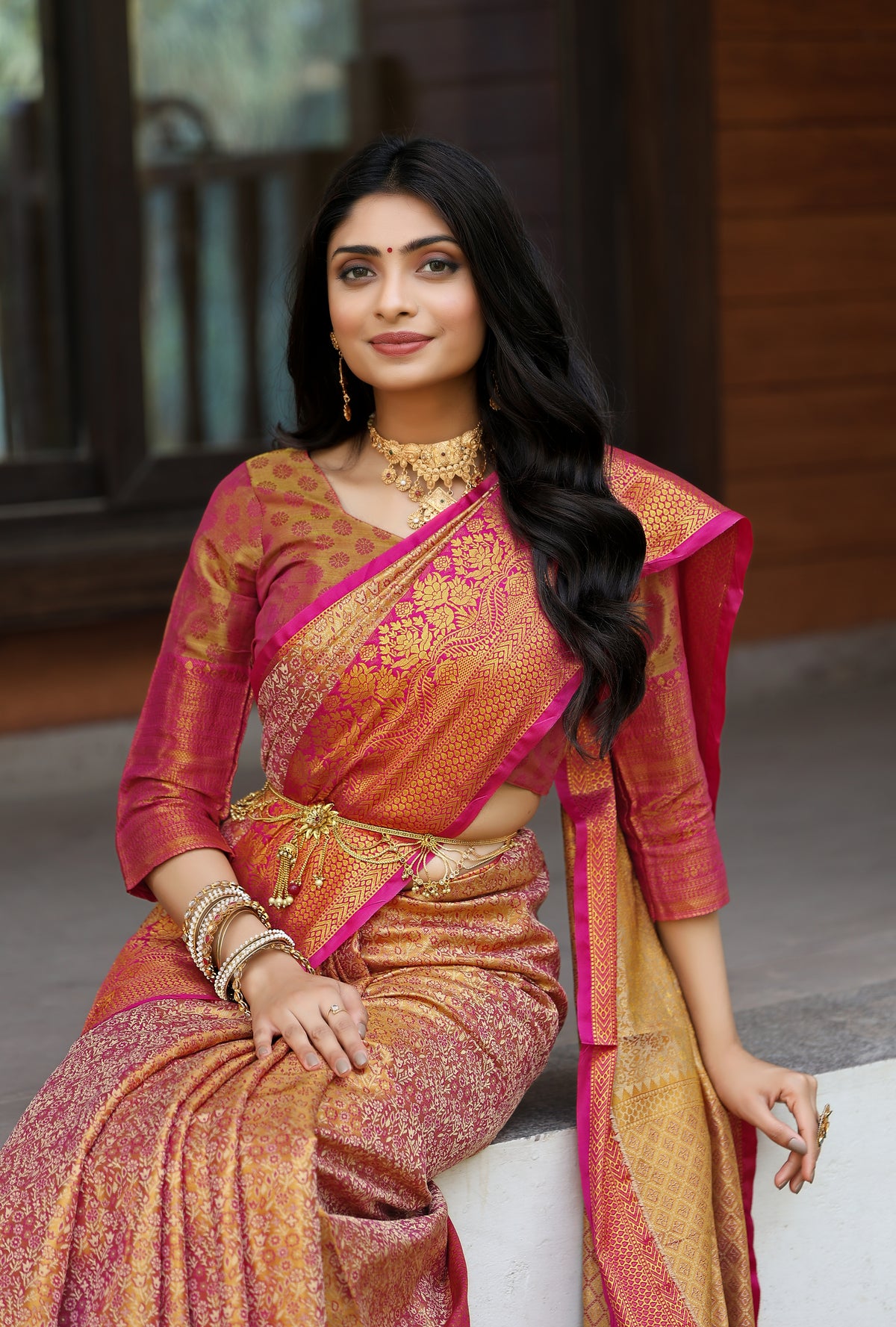 New Wedding Wear Kanjivaram Silk Pure Zari Weaving with Beautiful Meena Weaving Designer Saree