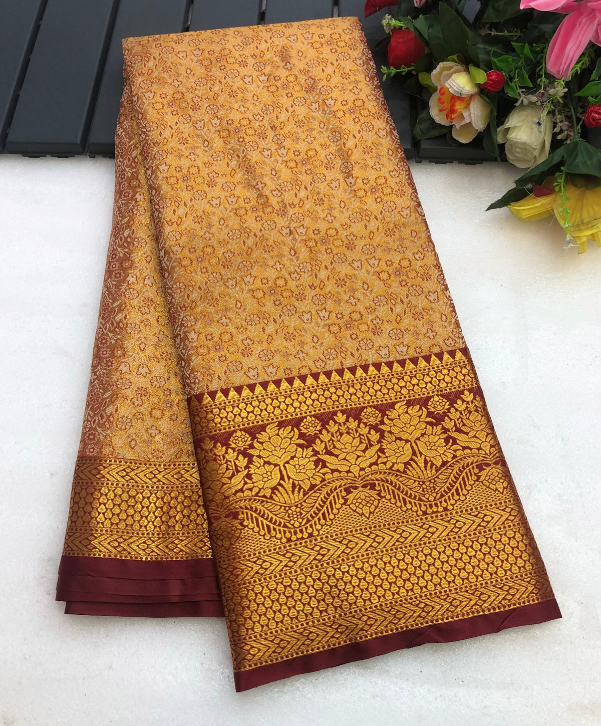 New Wedding Wear Kanjivaram Silk Pure Zari Weaving with Beautiful Meena Weaving Designer Saree