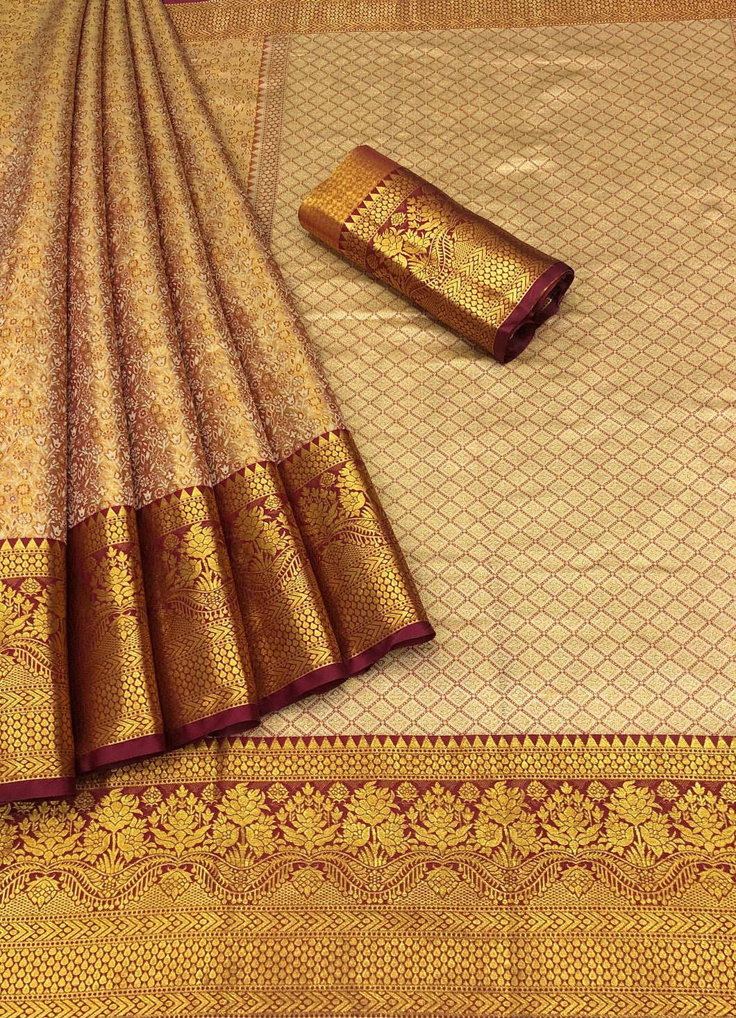 New Wedding Wear Kanjiviram Silk Pure Zari Weaving with Beautiful Meena Weaving Designer Saree