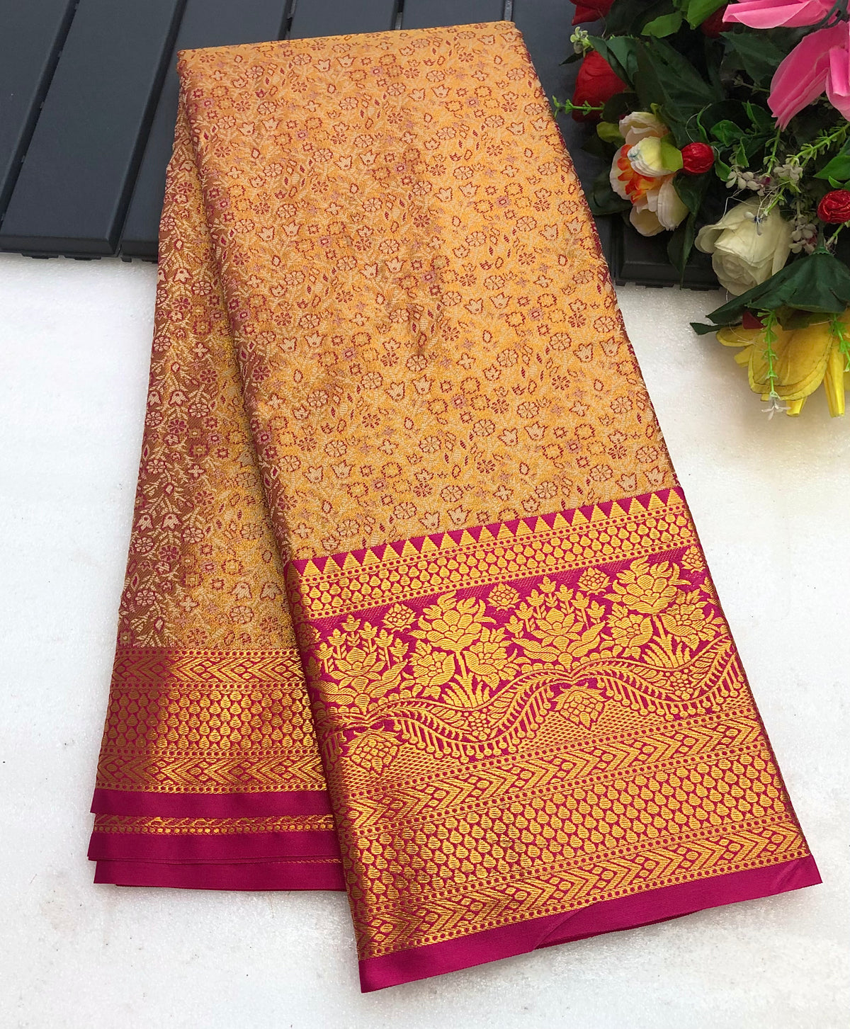 New Wedding Wear Kanjivaram Silk Pure Zari Weaving with Beautiful Meena Weaving Designer Saree
