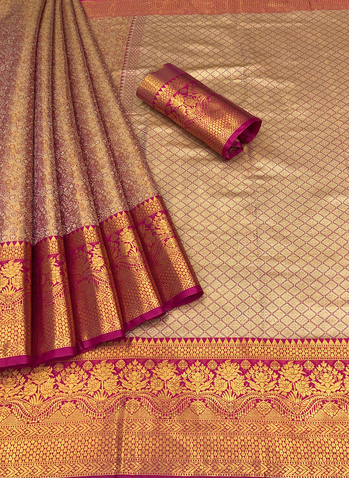 New Wedding Wear Kanjivaram Silk Pure Zari Weaving with Beautiful Meena Weaving Designer Saree