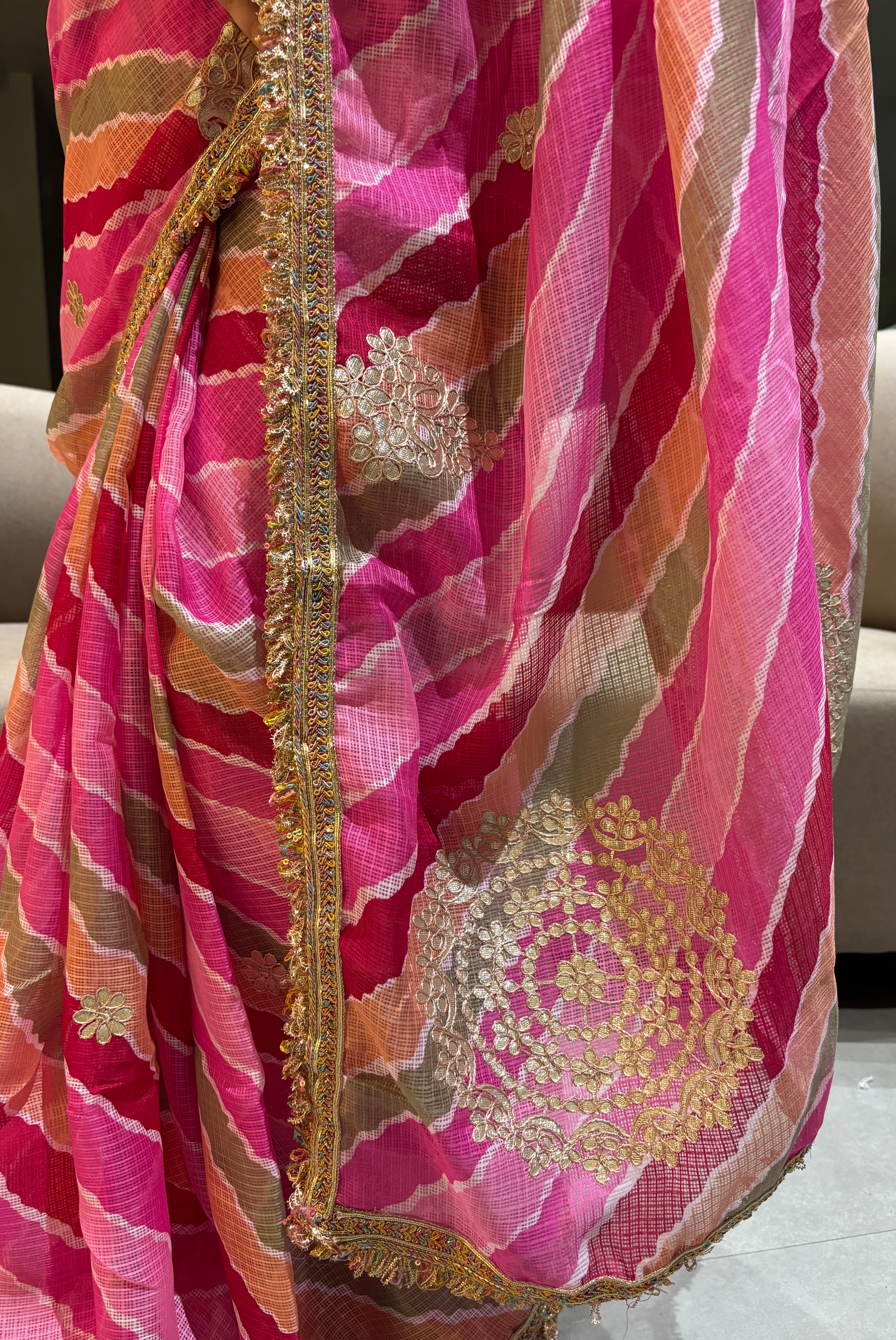 Redolent Function Wear Kota Doriya Embroidery Work Designer Saree With Blouse Piece