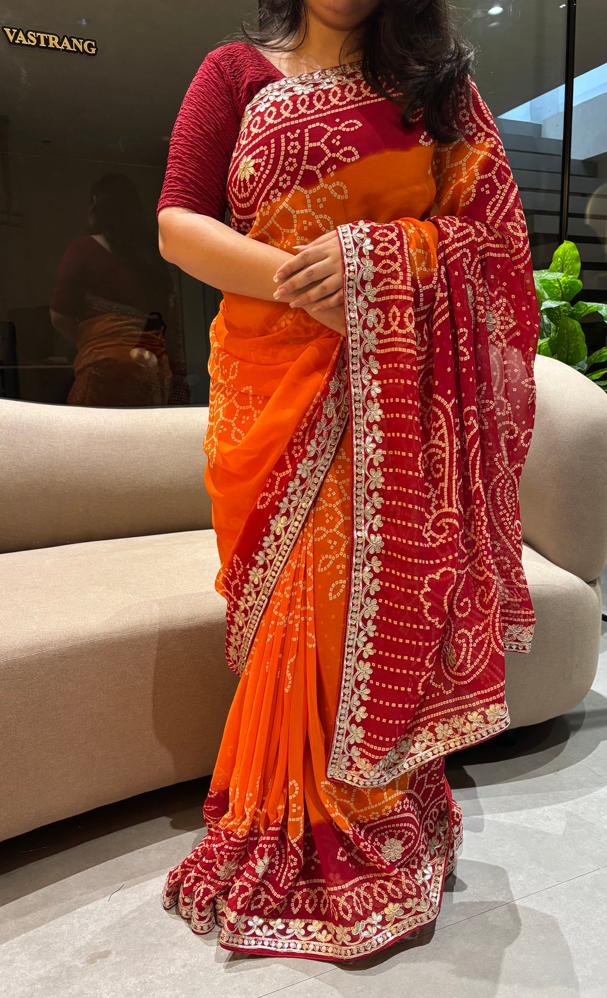 Adorable Festive Wear Georgette Gota Patti Work Designer Saree With Blouse Piece