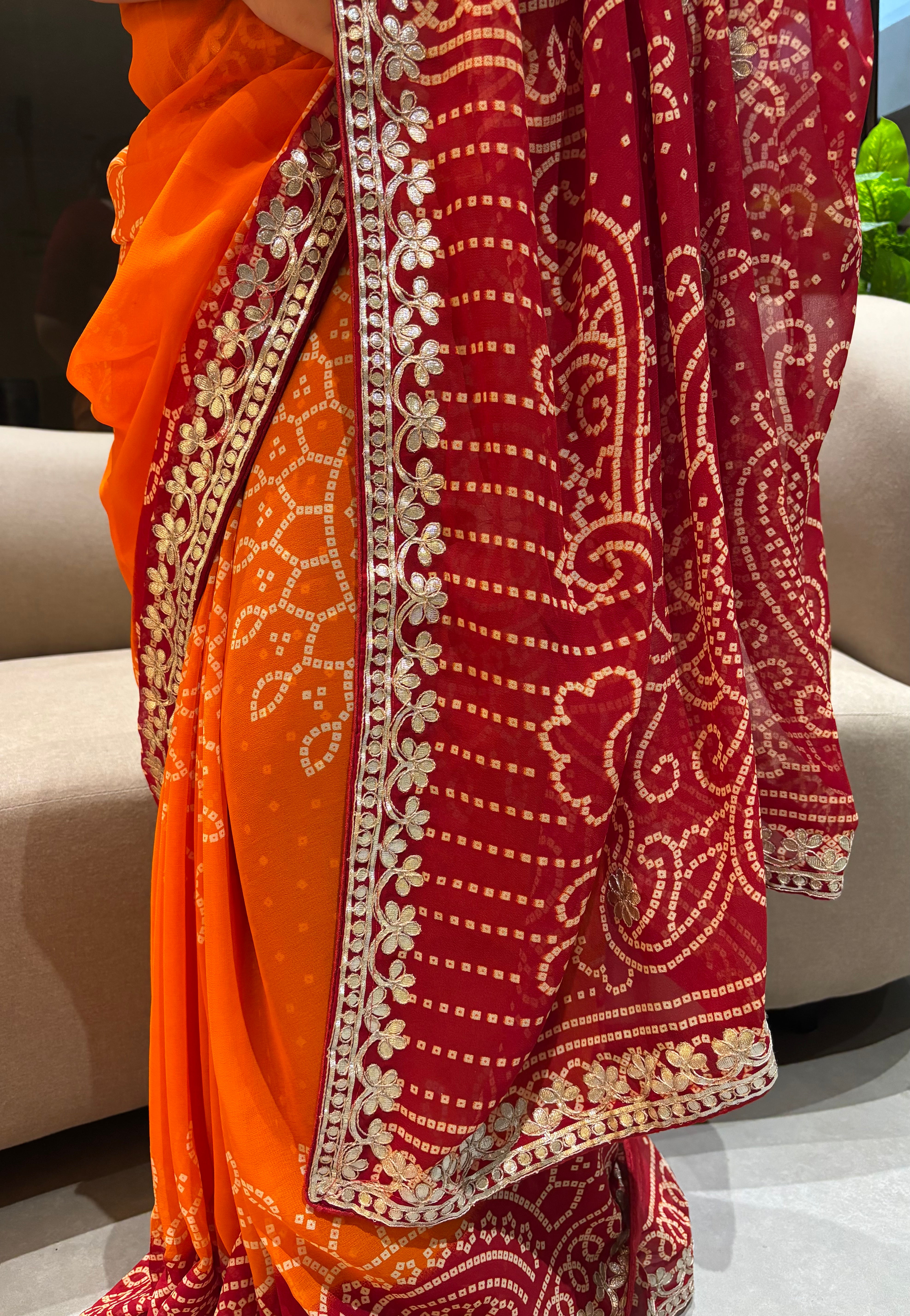 Adorable Festive Wear Georgette Gota Patti Work Designer Saree With Blouse Piece