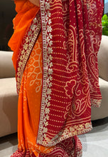 Load image into Gallery viewer, Adorable Festive Wear Georgette Gota Patti Work Designer Saree With Blouse Piece
