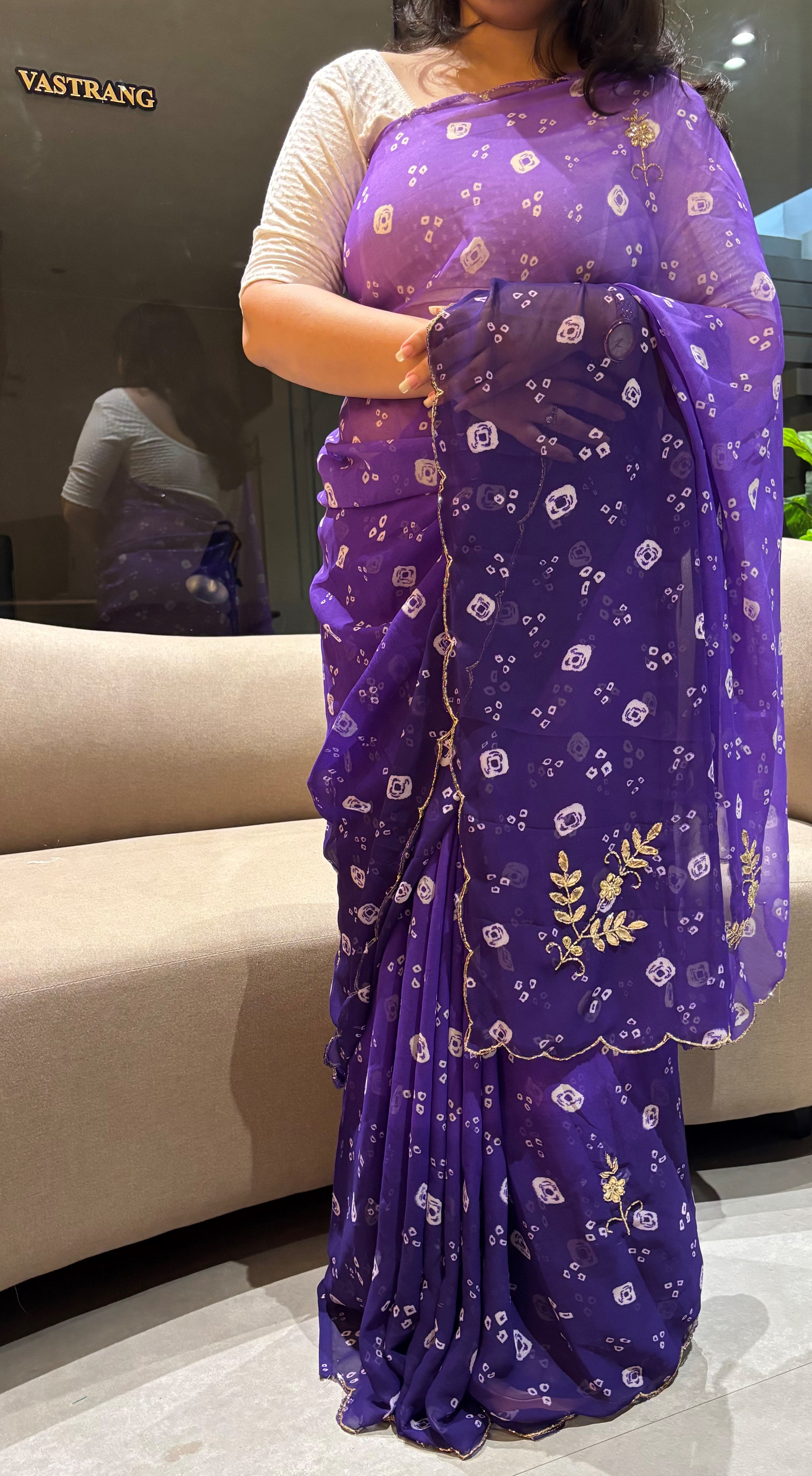 Heritage Festive Wear Georgette Embroidery n Hand Work Designer Saree With Blouse Piece