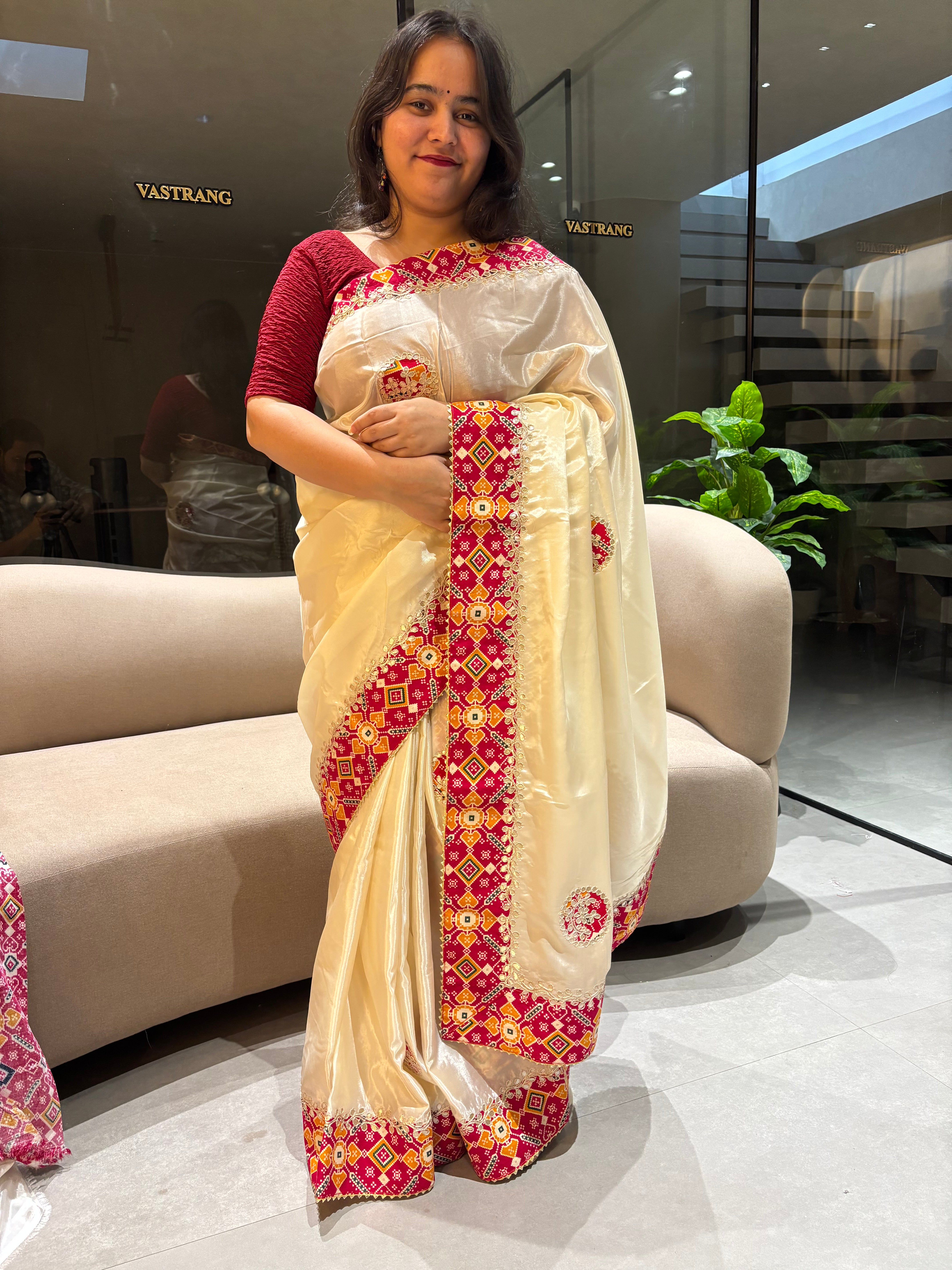 Blossom Festive Wear Soft Silk Gotapatti Work Designer Saree With Blouse Piece