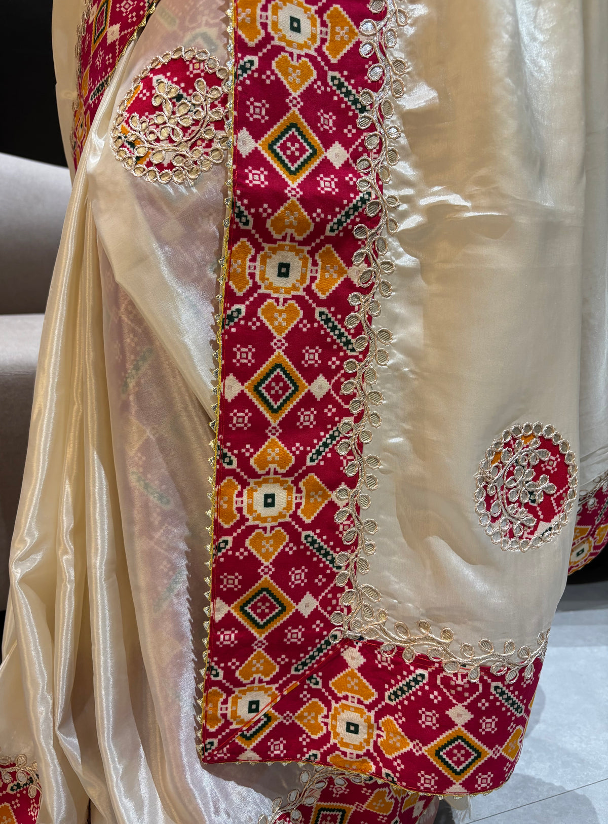 Blossom Festive Wear Soft Silk Gotapatti Work Designer Saree With Blouse Piece