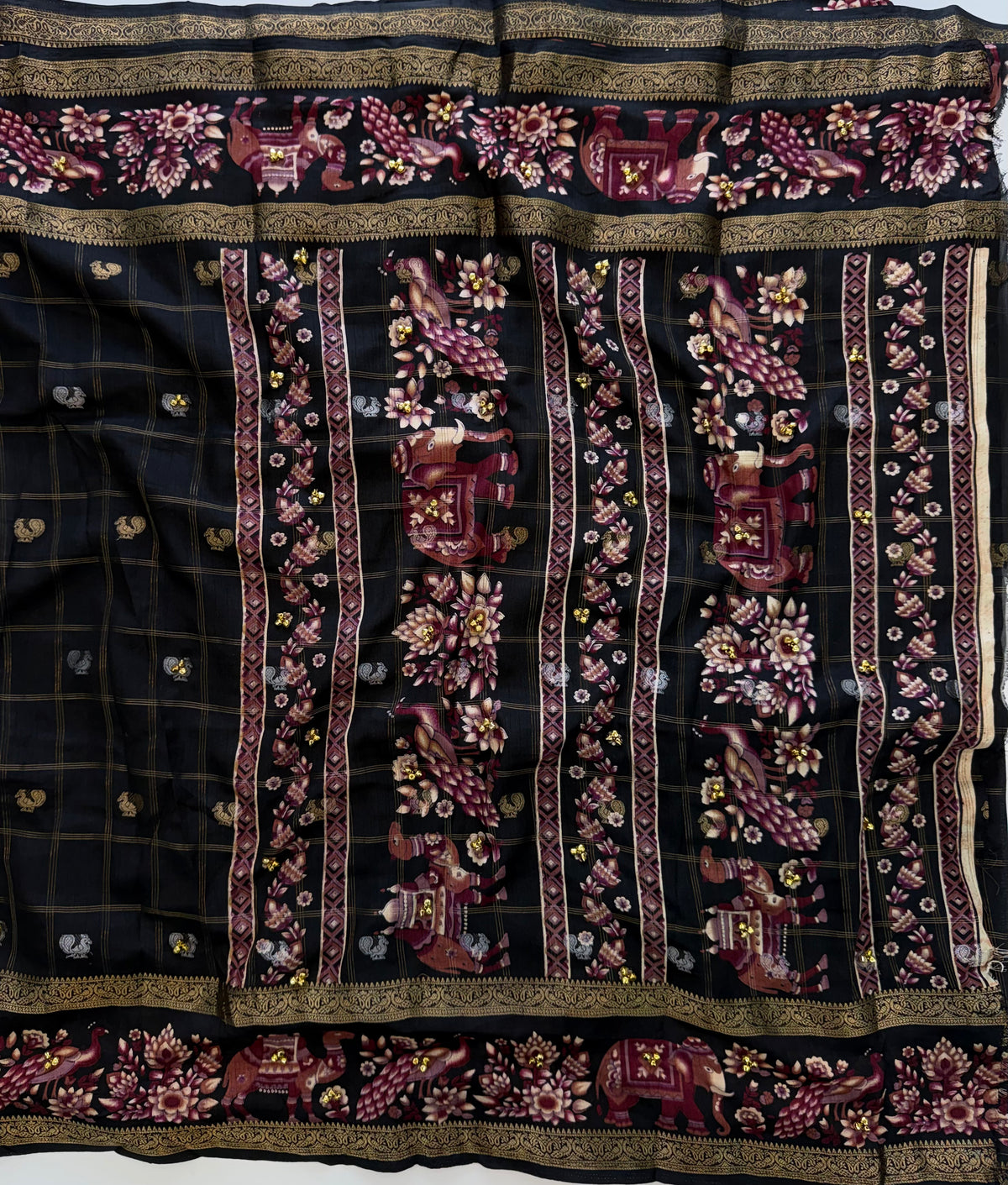 Marvellous Festive Wear Cotton Silk Print Design Jacquard Border Ghungroo Work Fancy Saree With Blouse Piece