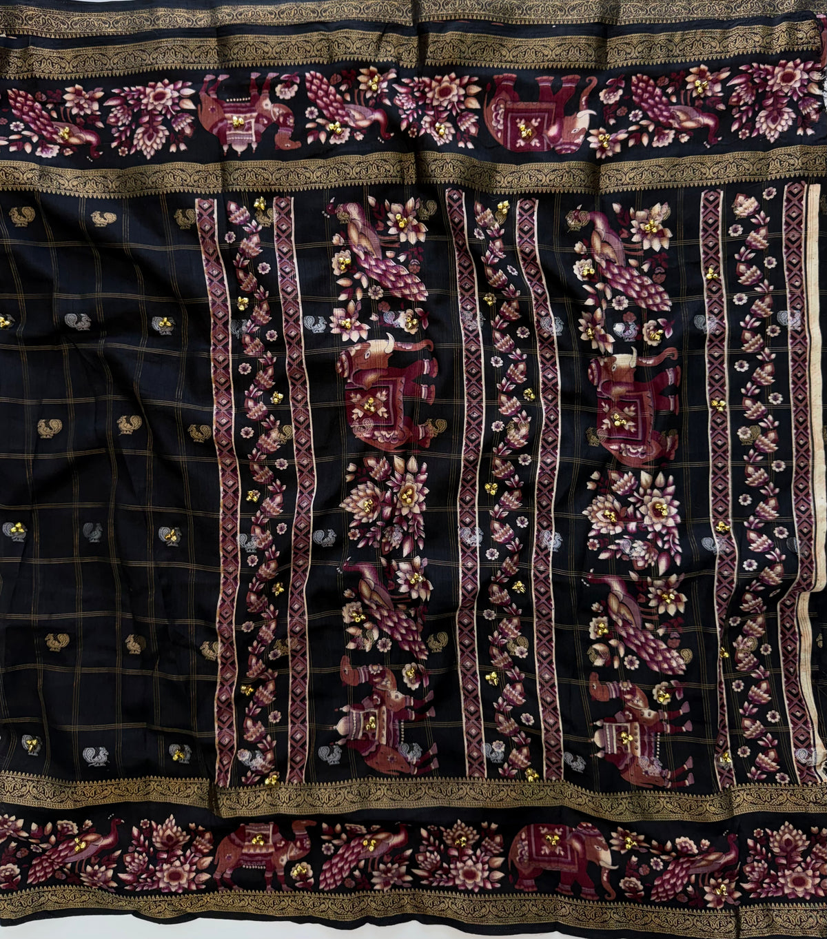Marvellous Festive Wear Cotton Silk Print Design Jacquard Border Ghungroo Work Fancy Saree With Blouse Piece