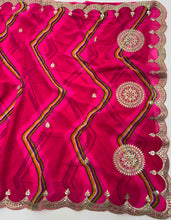 Load image into Gallery viewer, Imaginative Wedding Wear Georgette Laheriya Design Gotapati Work Saree With Blouse Piece

