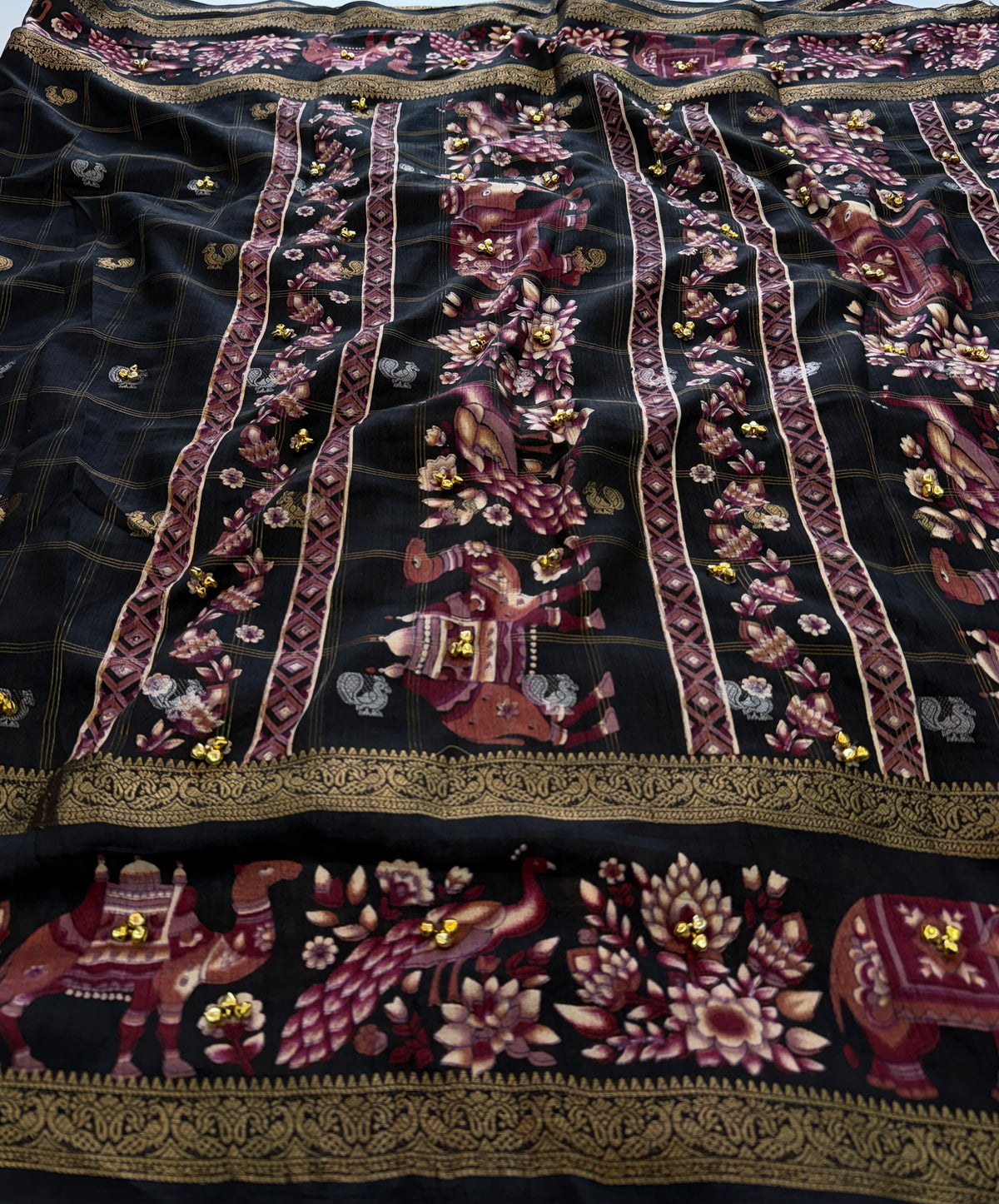 Marvellous Festive Wear Cotton Silk Print Design Jacquard Border Ghungroo Work Fancy Saree With Blouse Piece